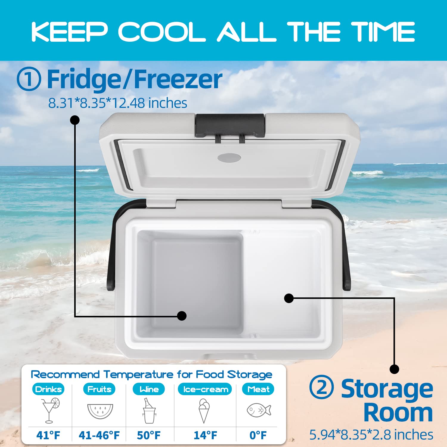 Alpicool P18 Portable Fridge 19 Quart 12V Car Refrigerator - Grey for Fishing, Camping, RV, Truck, Boat