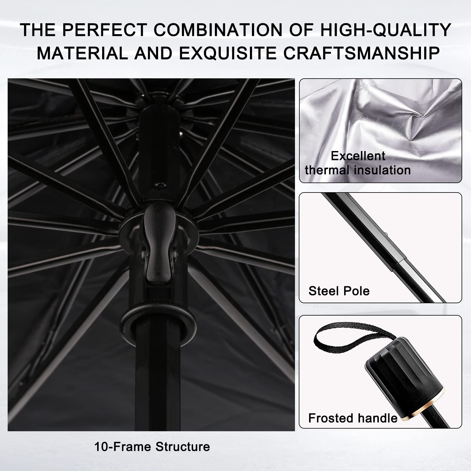 Yonwait Car Windshield Sun Shade Umbrella 51'X 28', Protect Car From Sun Rays Damage Umbrella Sun Shade For Most Of Car Suv Truck, Car Foldable Sun Shield Shade (Silver #2)