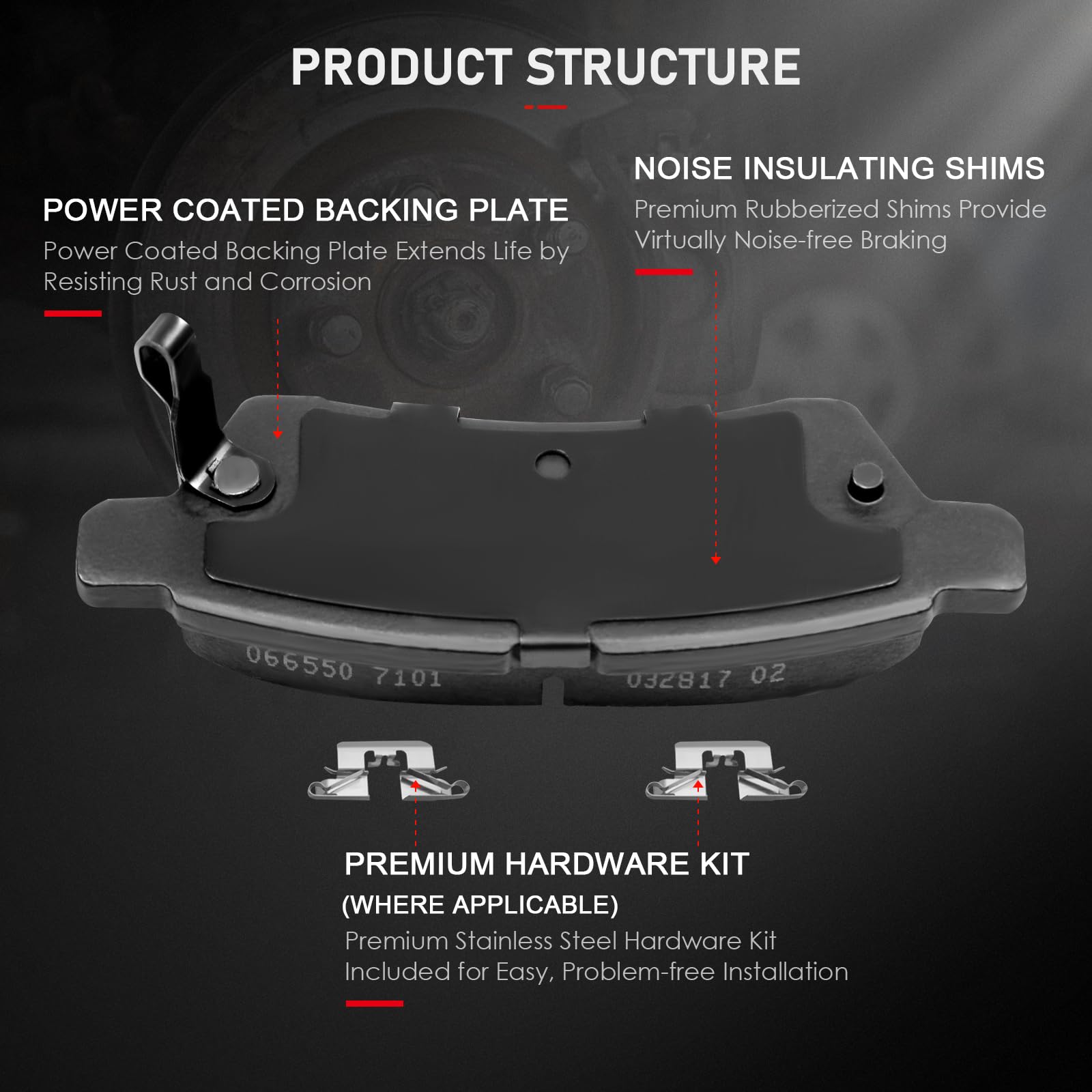 Cciyu D1100 Ceramic Rear Brake Pad Set Fit For 2005-2018 For Nissan Rearier,2005-2015 For Nissan Xterra,2009-2012 For Suzuki Equ