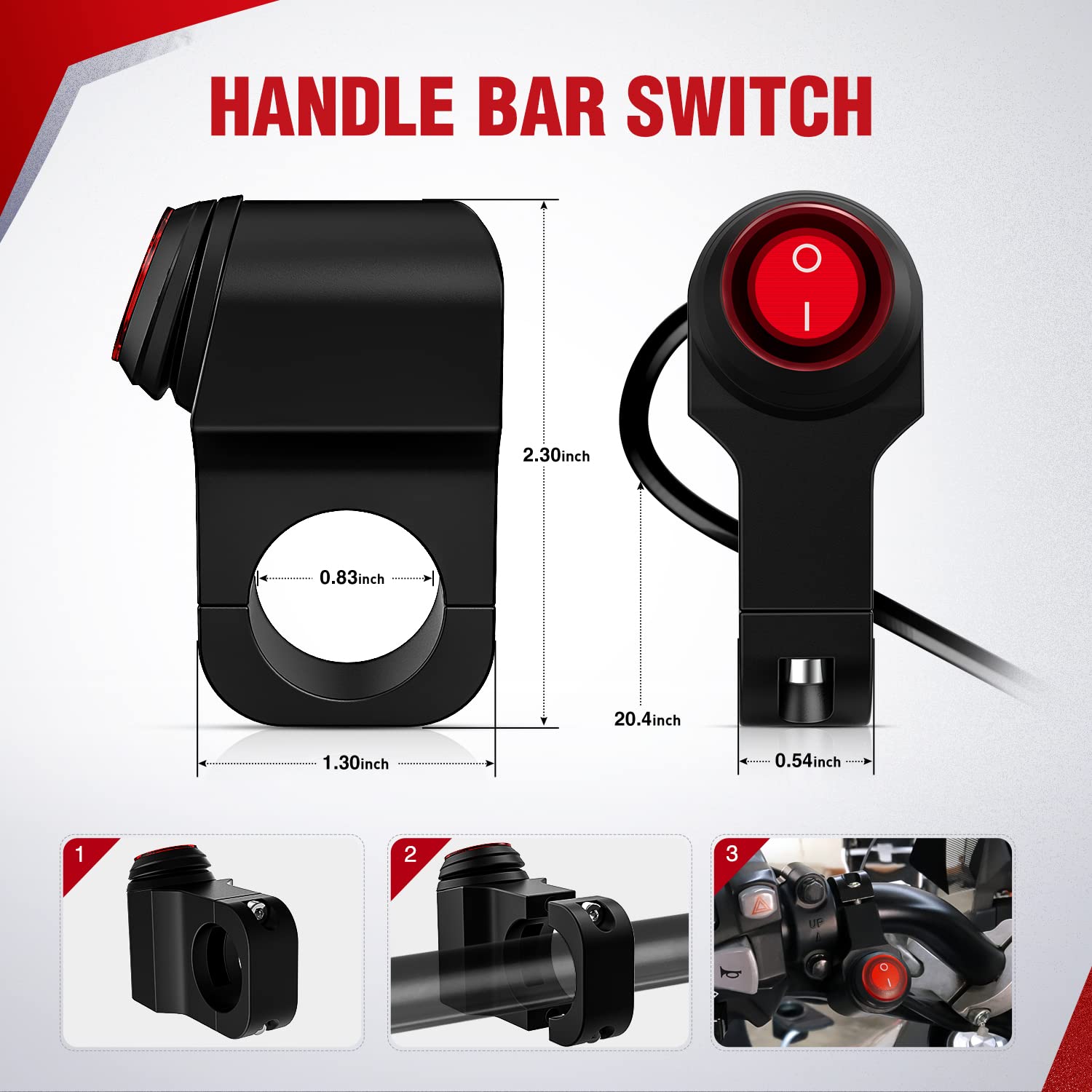 Nilight Motorcycle Handlebar Switch Plug and Play 12V ATV Light Switches Dual Push Button Waterproof ON Off for UTV Driving Ligh