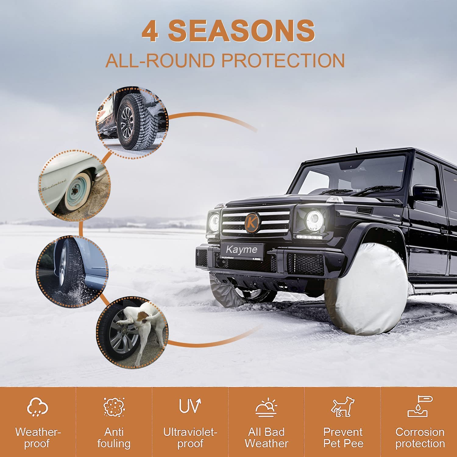 Kayme Rv Tire Covers 2 Pack, Travel Trailer Camper Truck Suv Motorhome Waterproof Wheel Cover, Sun Rain Snow Protector, Fit 27-2