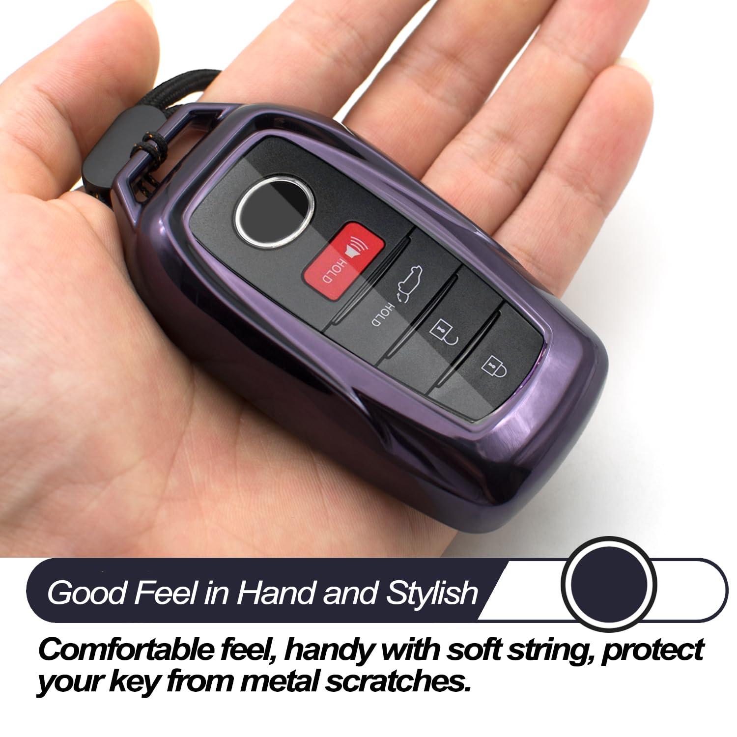 Mechcos Compatible With 2022 2021 2020 Toyota Land Cruiser Sienna Venza Rav4 Prime Mirai Purple Black Tpu Key Fob Cover Case Rem