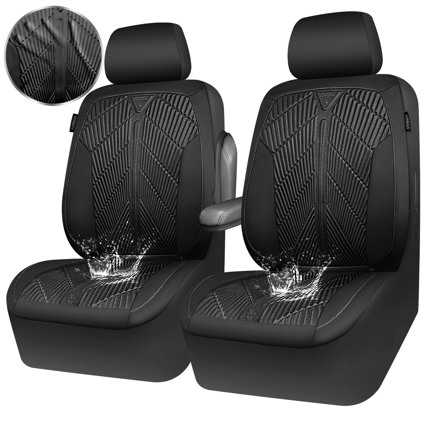 Car Pass Waterproof Car Seat Covers Front Seats Covers Neoprene Wetsuit, All-Weather Non-Slip Durable, Universal Fit For Suv Sed