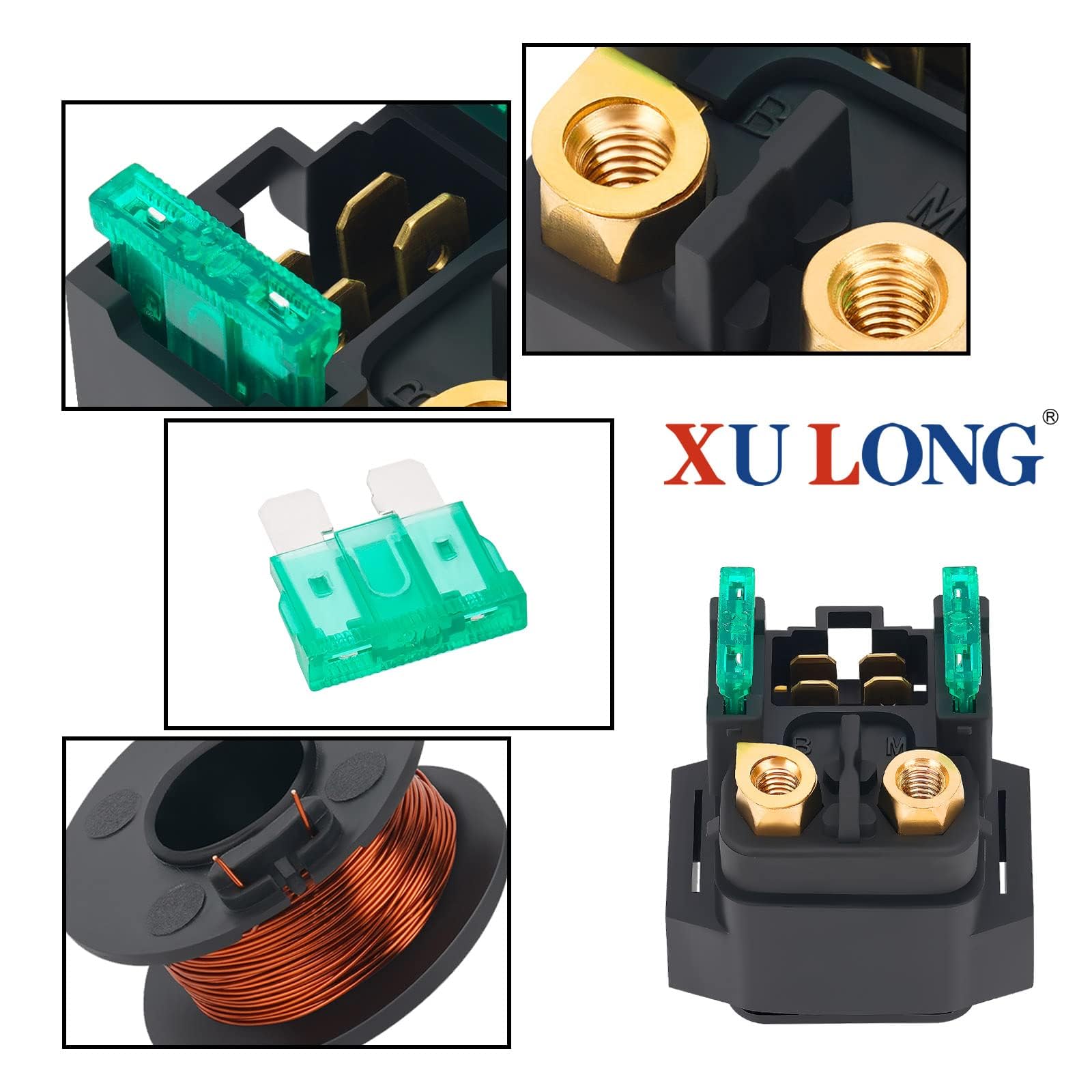 XuLong Starter Solenoid Relay for Yamaha YFM350A/350/400/450/660 - Black