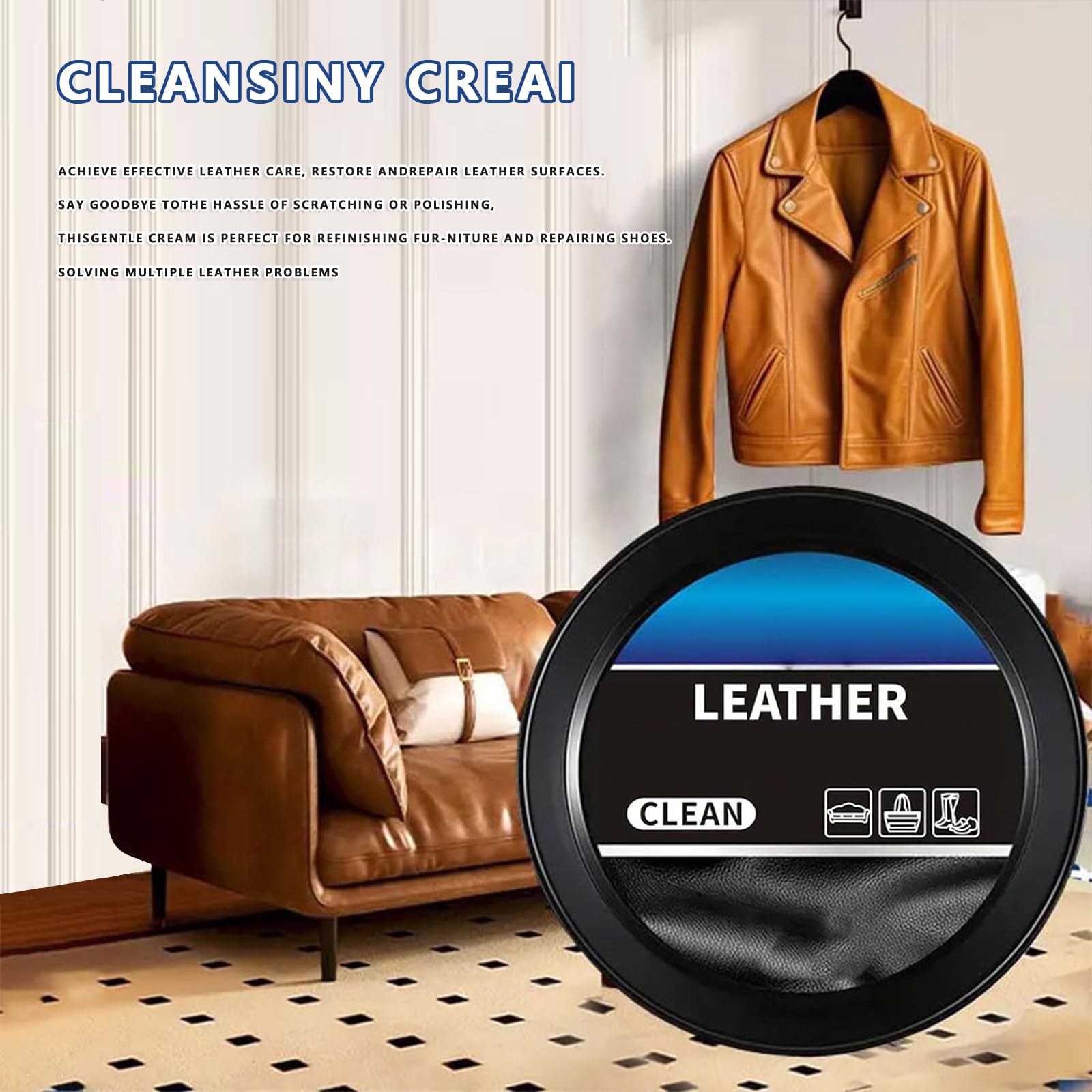 SIXCLA 2Pcs Cleaning and Care Cream & Cleaning Paste for Leather Care, Automotive Interior Leather Cleaning Cream, Leather Repai