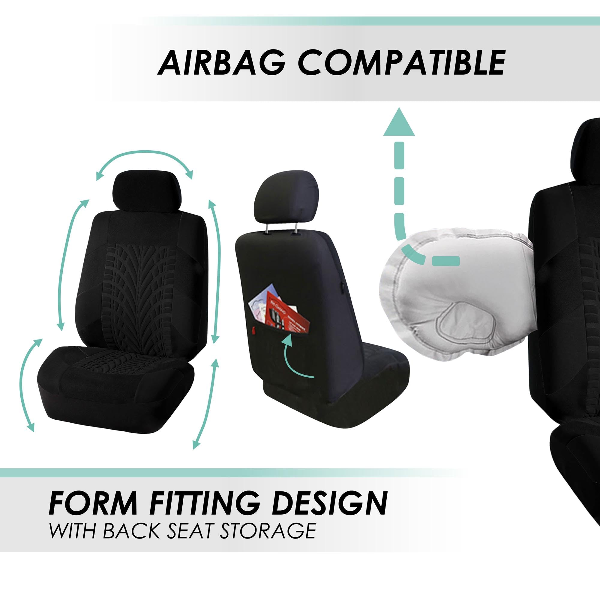 Fh Group Car Seat Covers Front Set Premium Cloth - Covers For Low Back Carseats With Removable Headrest,Universal Fit,Automotive