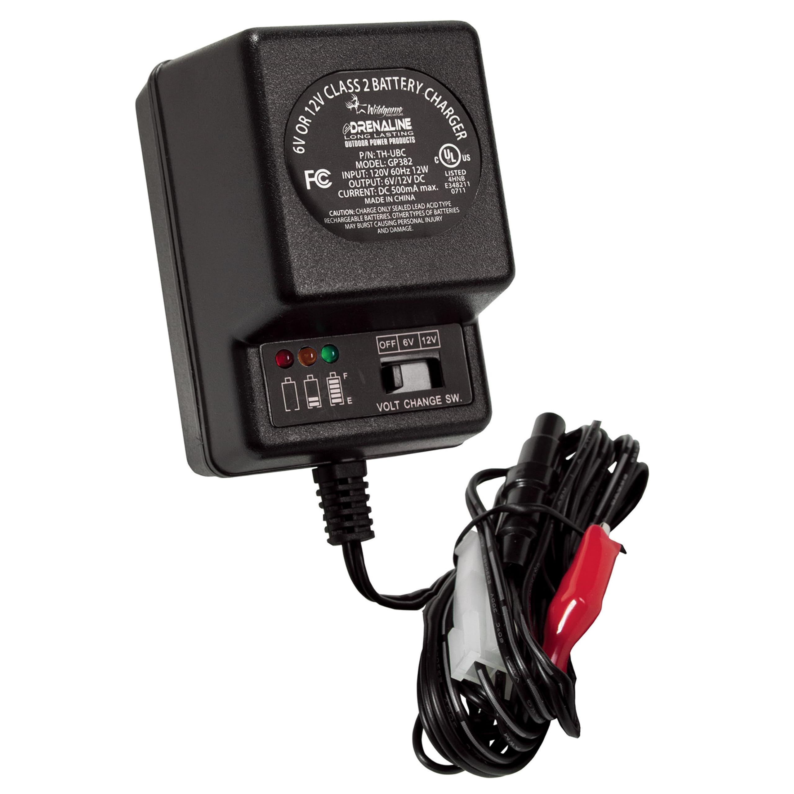 WILDGAME INNOVATIONS 6V/12V eDRENALINE Battery Charger Long-Lasting Powerful Feeder Battery Charger with Adjustable Voltage Swit