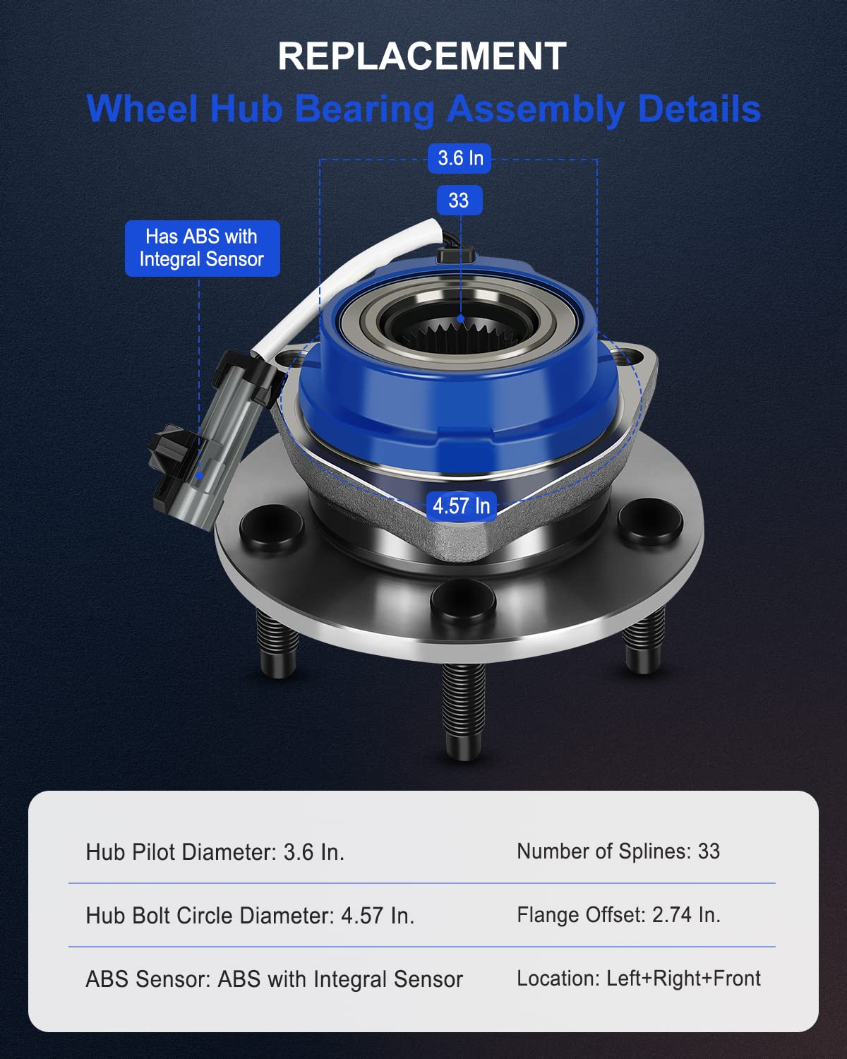 ECCPP 513179 Front Wheel Hub and Bearing Assembly C hevy Impala Venture Monte Carlo, Century Regal, C adillac Seville,O ldsmobil
