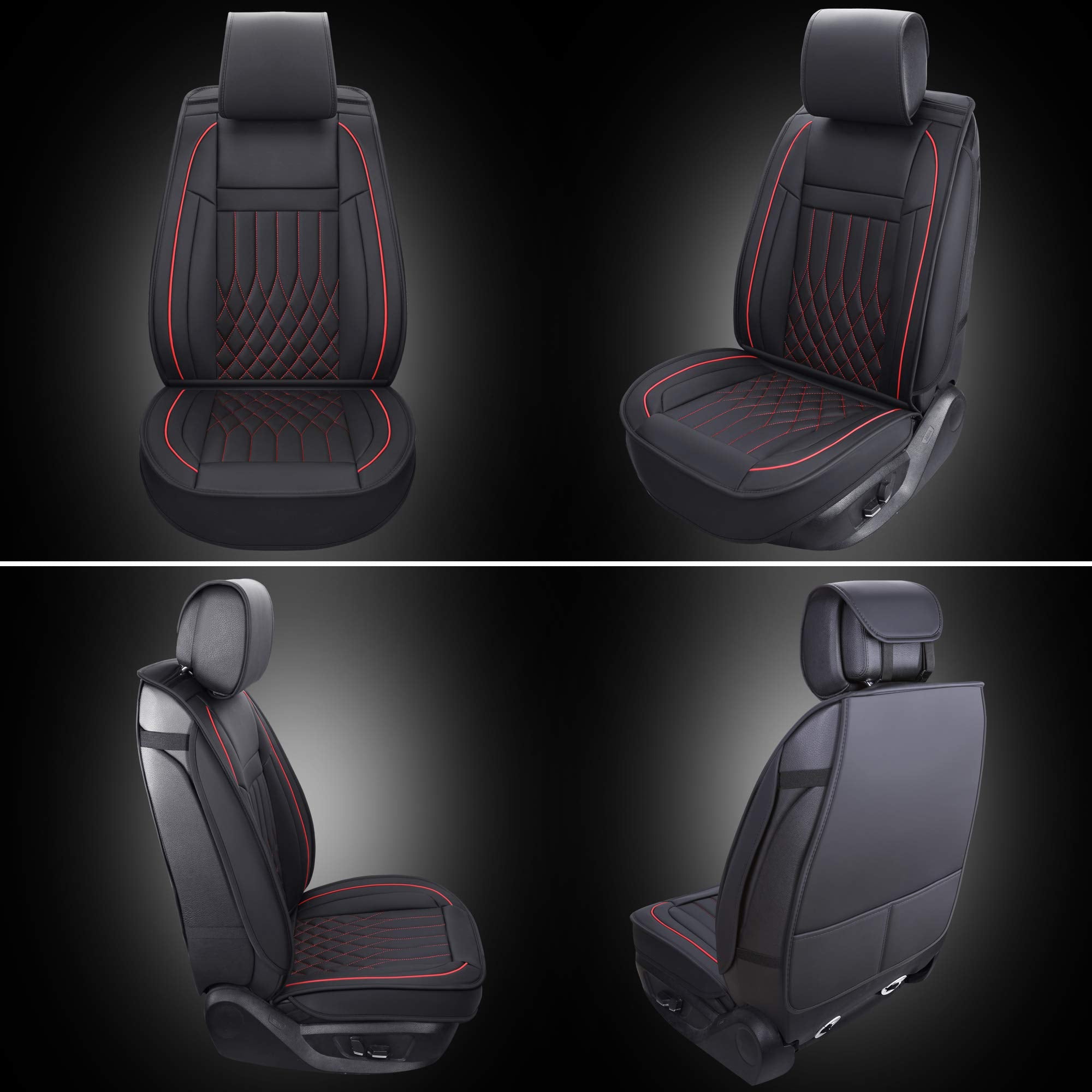 Aierxuan 2Pcs Car Seat Covers Front Set With Waterproof Leather,Airbag Compatible Automotive Vehicle Cushion Cover Universal Fit