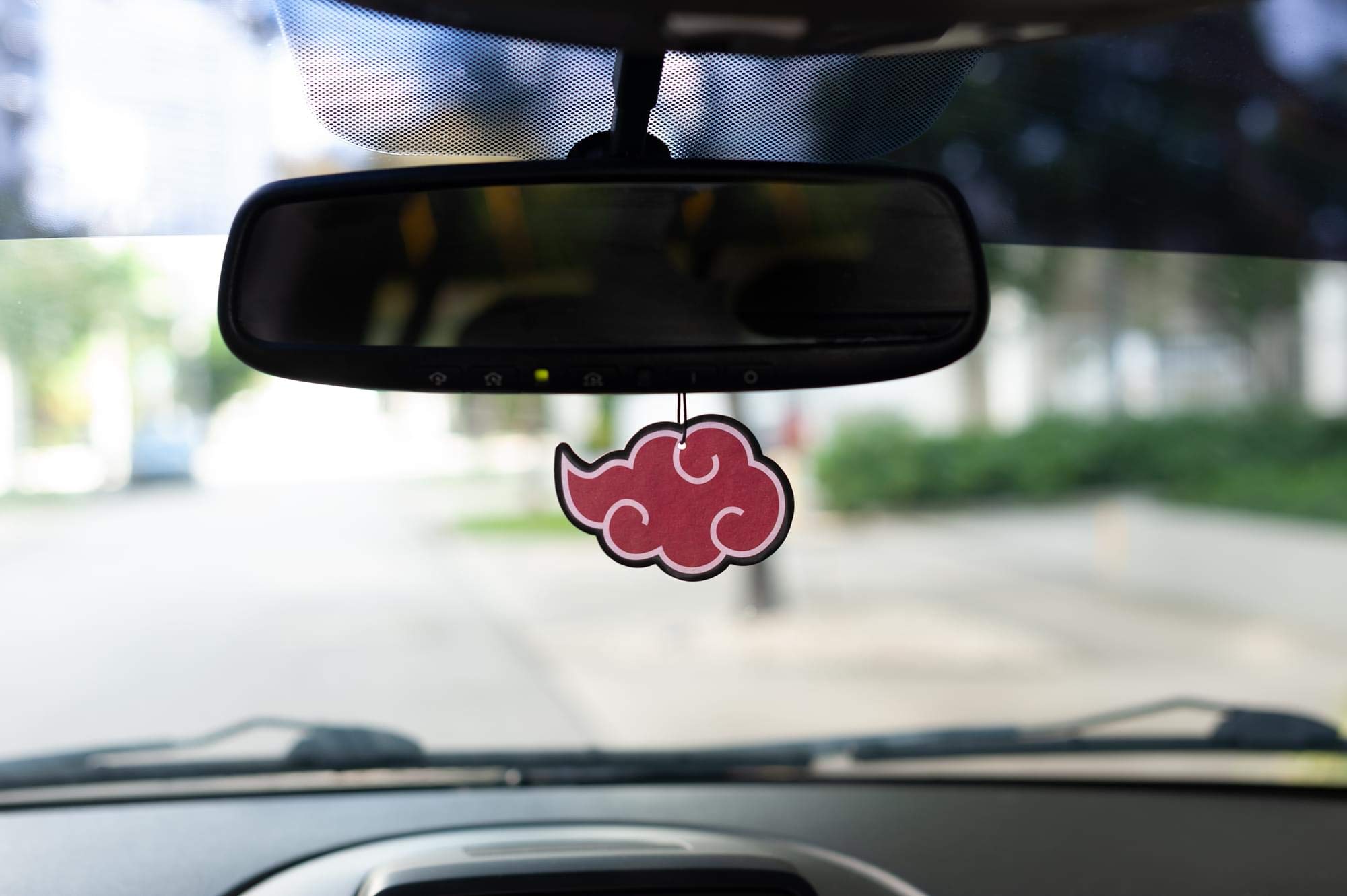 JUST FUNKY Naruto Akatsuki Car Air Freshener - Red Cloud Symbol, Vanilla Scented, Double-Sided Print, 1 Count, Model NARU-AIR-24861