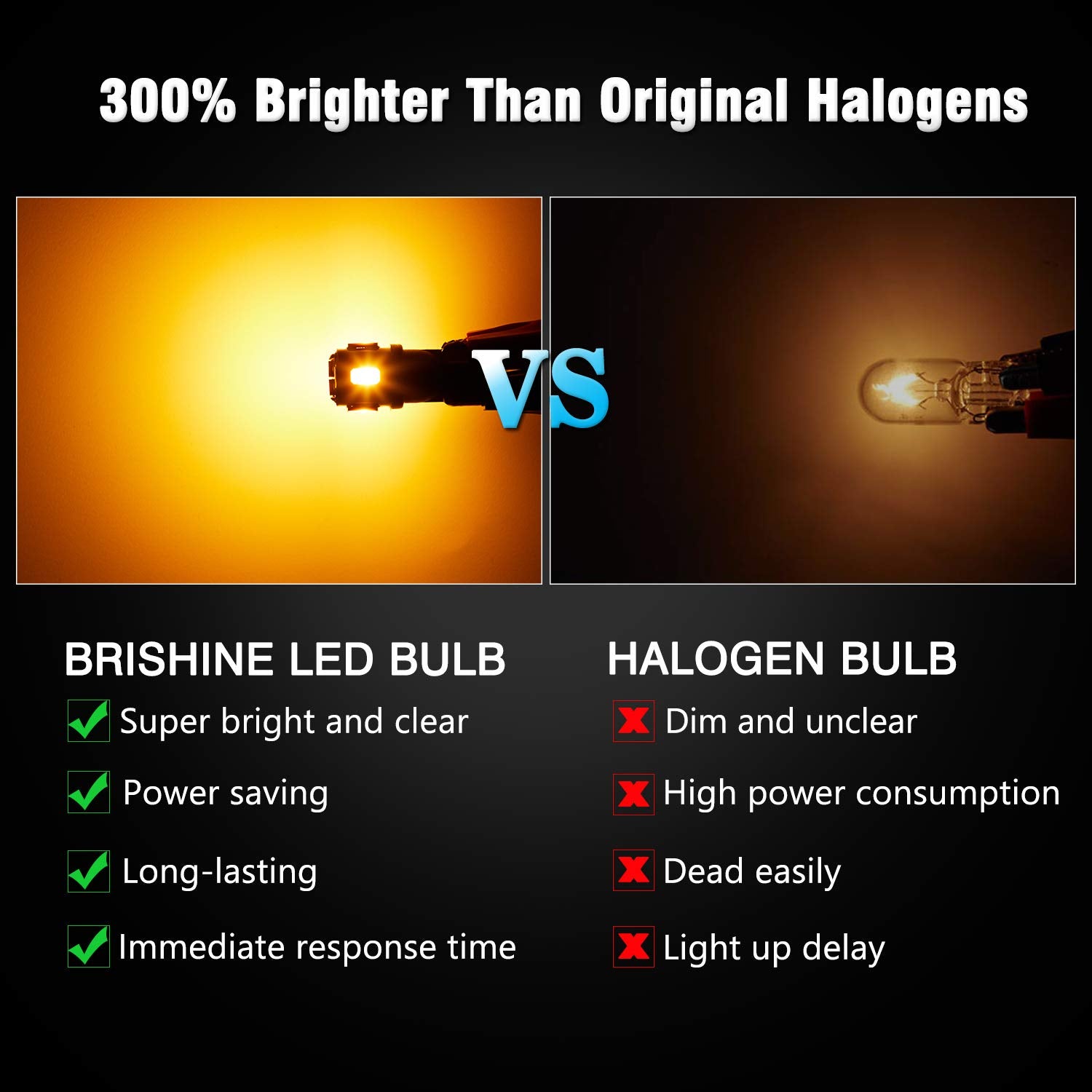Brishine 194 Led Bulbs Extremely Bright Amber Yellow 5630 Chipsets 168 2825 175 T10 W5W Led Replacement Bulbs For Car Interior M