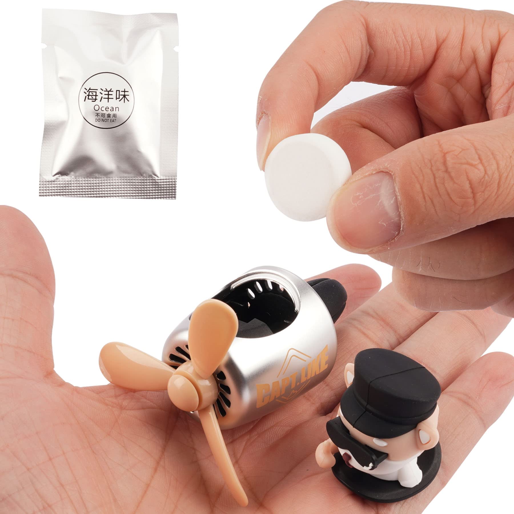 Jimtyee Car Air Freshener Yellow Duck Pilot Car Diffuser Rotating Propeller Automotive Auto Vehicle Air Outlet Fan Creative Car