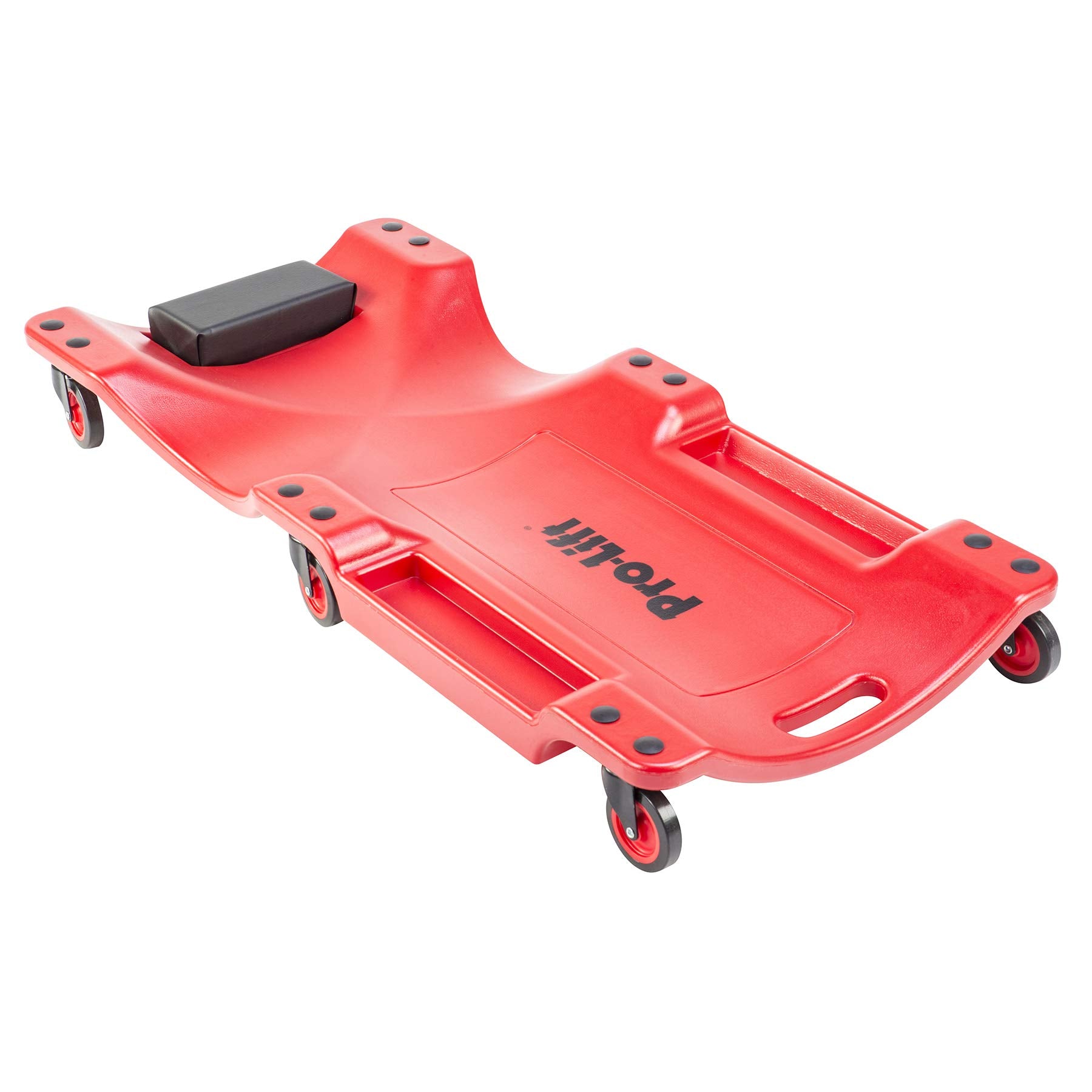 Pro Lift Mechanic Plastic Creeper 40 Inch - Blow Molded Ergonomic HDPE Body with Padded Headrest & Dual Tool Trays - 350 Lbs Cap