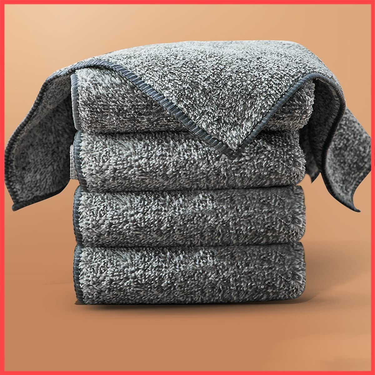 wolpin Microfiber Car Cleaning Cloth 5 Pcs (25 X 25 Cm) 340 Gsm, Thick Lint & StreakFree Multipurpose Automotive Towels For Car