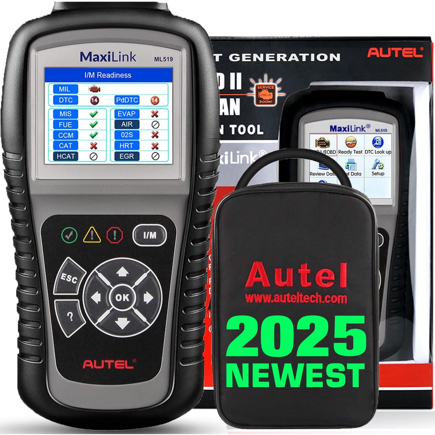 Autel MaxiLink ML519 Enhanced Mode 6 OBD2 Scanner Auto Diagnostic Scan Tool Check Engine Fault Code Reader CAN Scan Tool, Upgrad