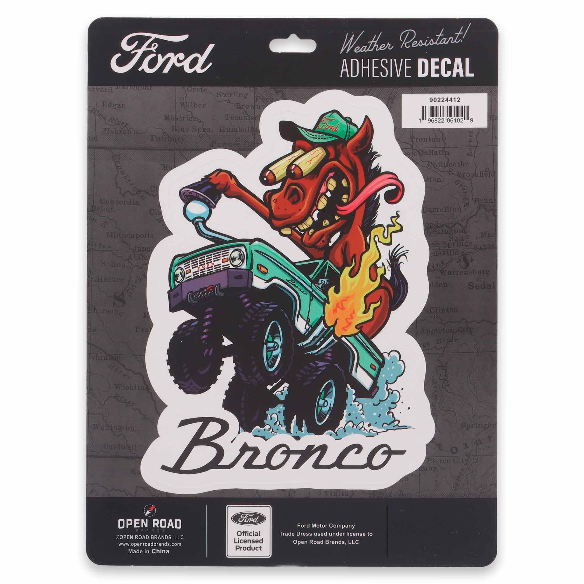 Ford Bronco Crazy Horse Adhesive Vinyl Decal - Fun Ford Bronco Sticker for Car, Window, Water Bottle or Laptop