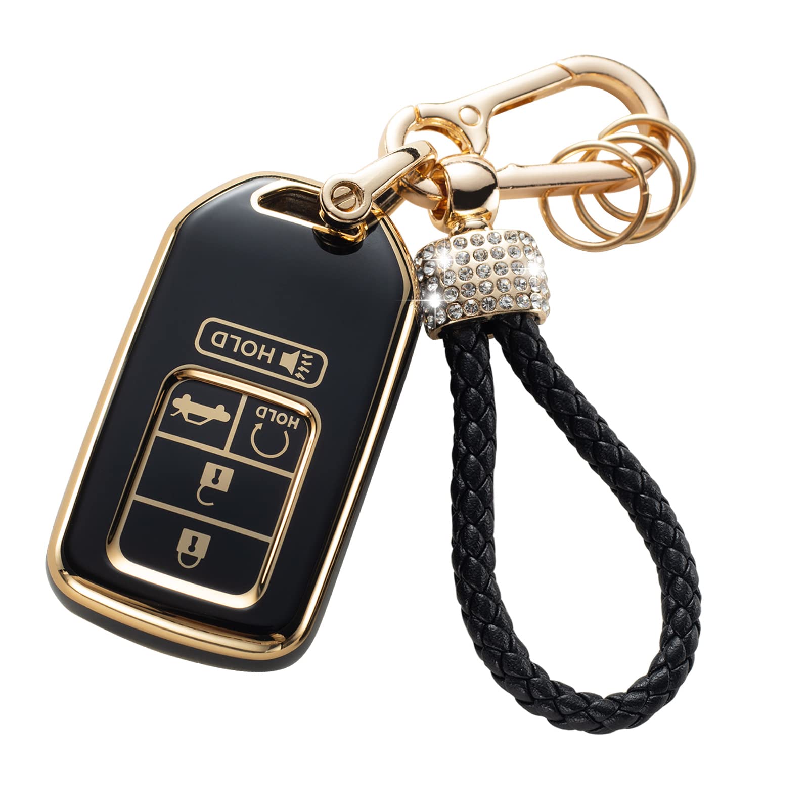 Gematay For Honda Key Fob Cover With Keychain Lanyard, Soft Tpu Key Fob Protector Compatible With Honda Accord Civic Crv Pilot O