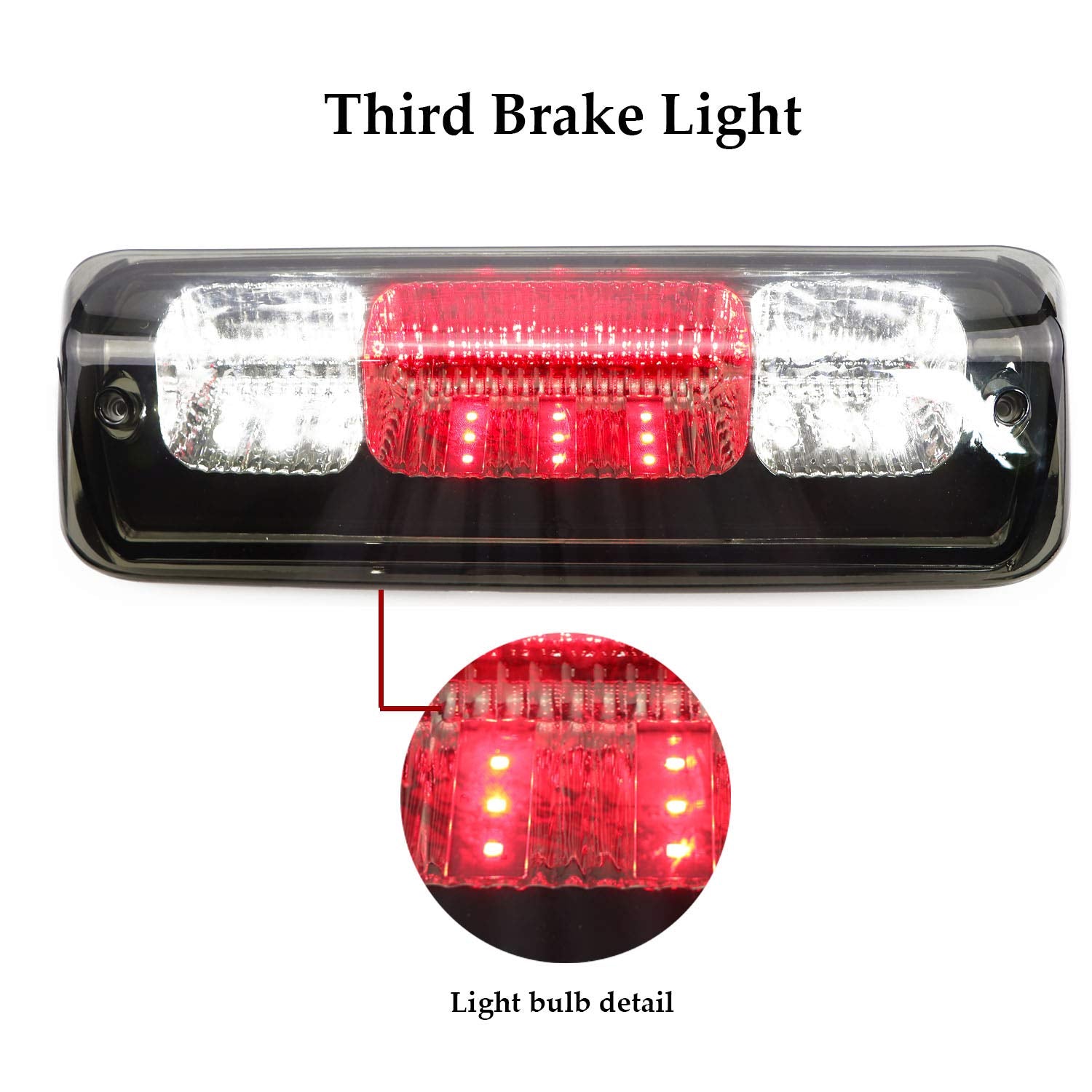 3Rd Brake Light Cargo Light Rear Brake Light Fit For Ford F150 (2004-2008), For Ford Explorer Sport Trac (2007-2010), For Lincoln Mark Lt (2006-2008) For 7L3Z13A613B (Chrome Housing Smoke Lens)