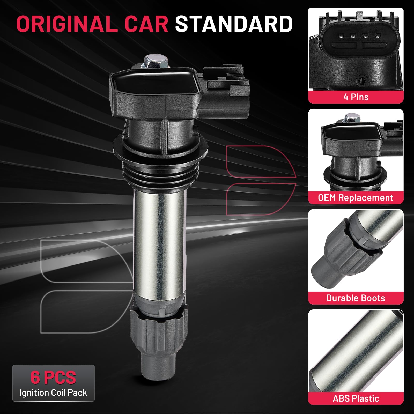 BDFHYK Ignition Coil Pack UF569 Set of 6 Compatible with Buick Allure Cadillac ATS CTS XTS Chevy Impala GMC Acadia Pontiac G6 Sa