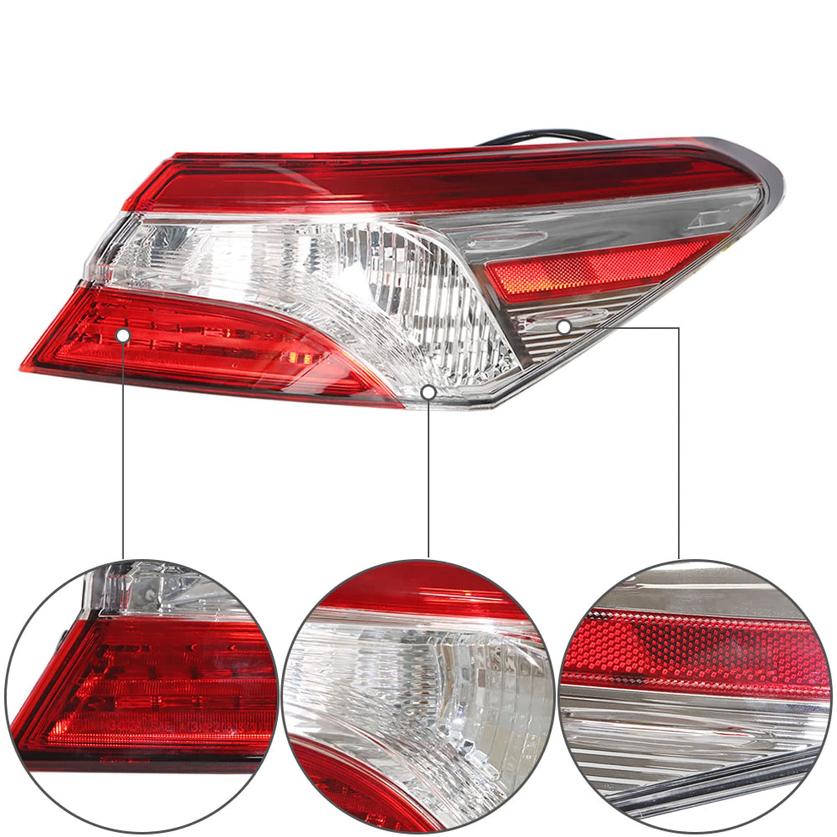 LABLT Tail Lights Cover for 2018-2020 Toyota Camry, Right Side Brake Lamp Replacement, OEM Part 8155006720