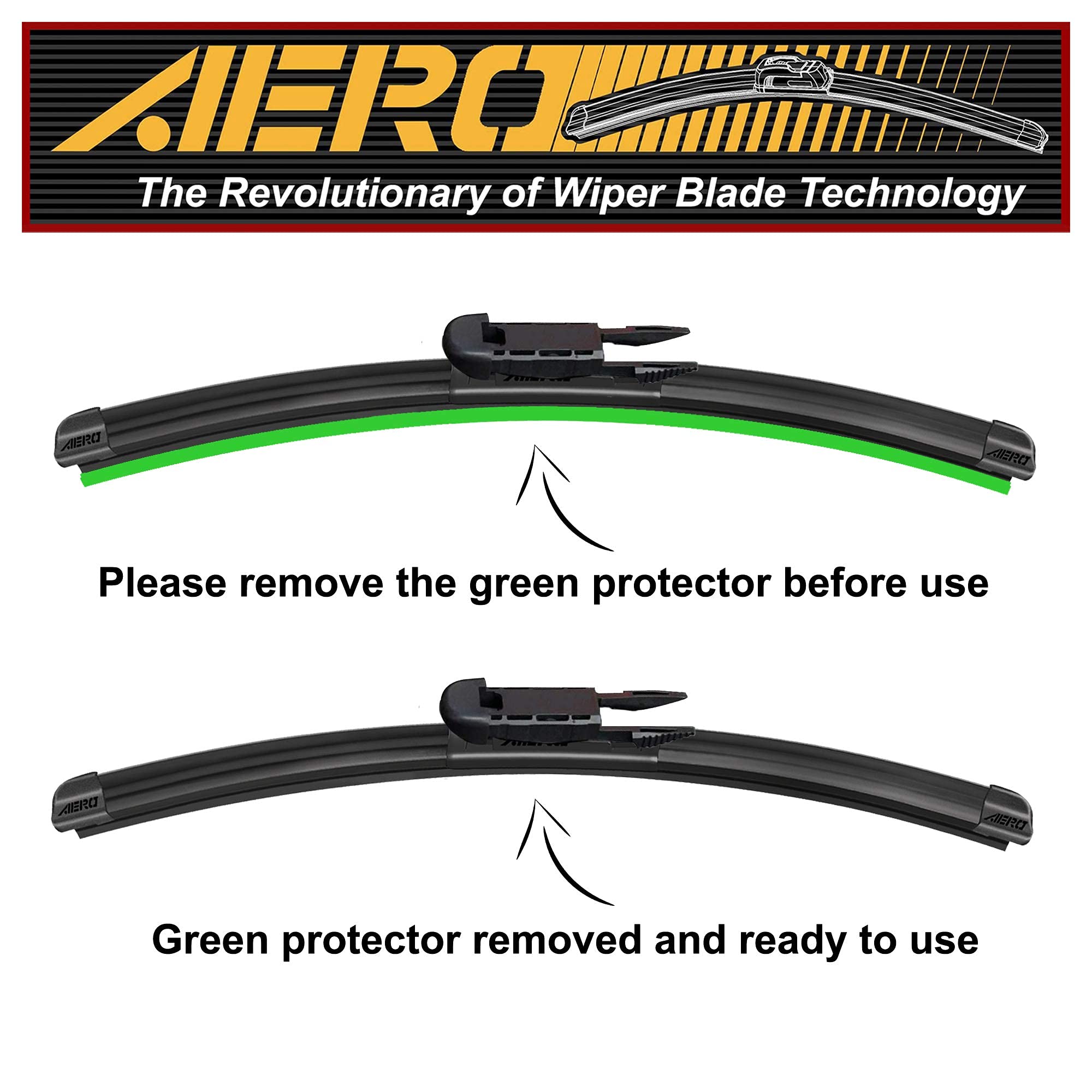 AERO Avenger 24''+19'' Premium All-Seasaon Windshield Wiper Blades with Extra Refills OEM Replacement for Audi A3 2014-2008 (Set