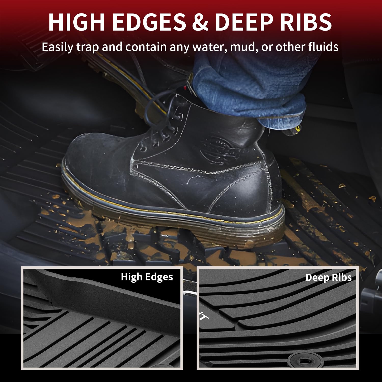 LASFIT Tundra CrewMax Floor Mats, All Weather TPE Liners, Custom Fit 2022-2026, Black, Model LL-TY23