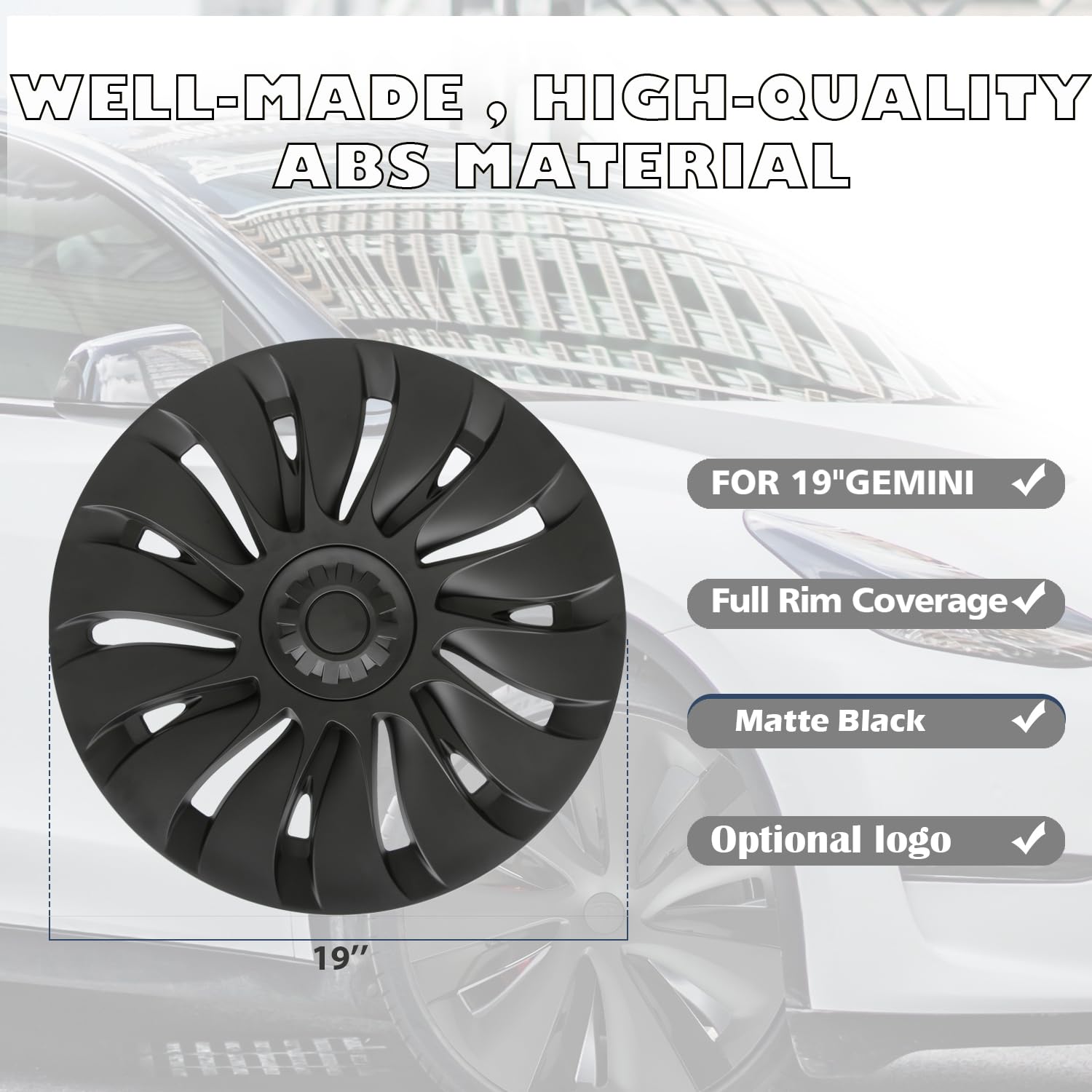 Siglin Wheel Covers For Tesla Model Y 2024 19 Inch 4 Pcs Rim Protector Gemini Wheel Cover Replacement Compatible With Tesla Mode