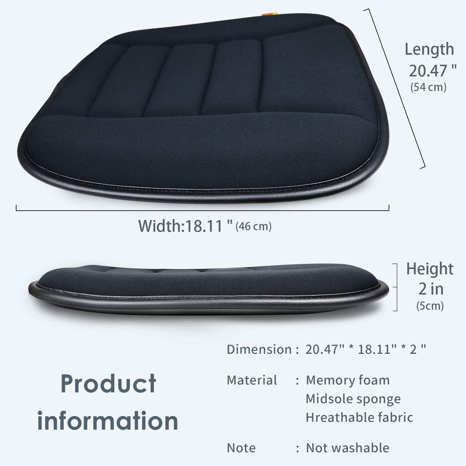 RaoRanDang Memory Foam Car Seat Cushion Pad - Upgrade 5 CM, A Black for Driver Seat, Office Chair, Home Use