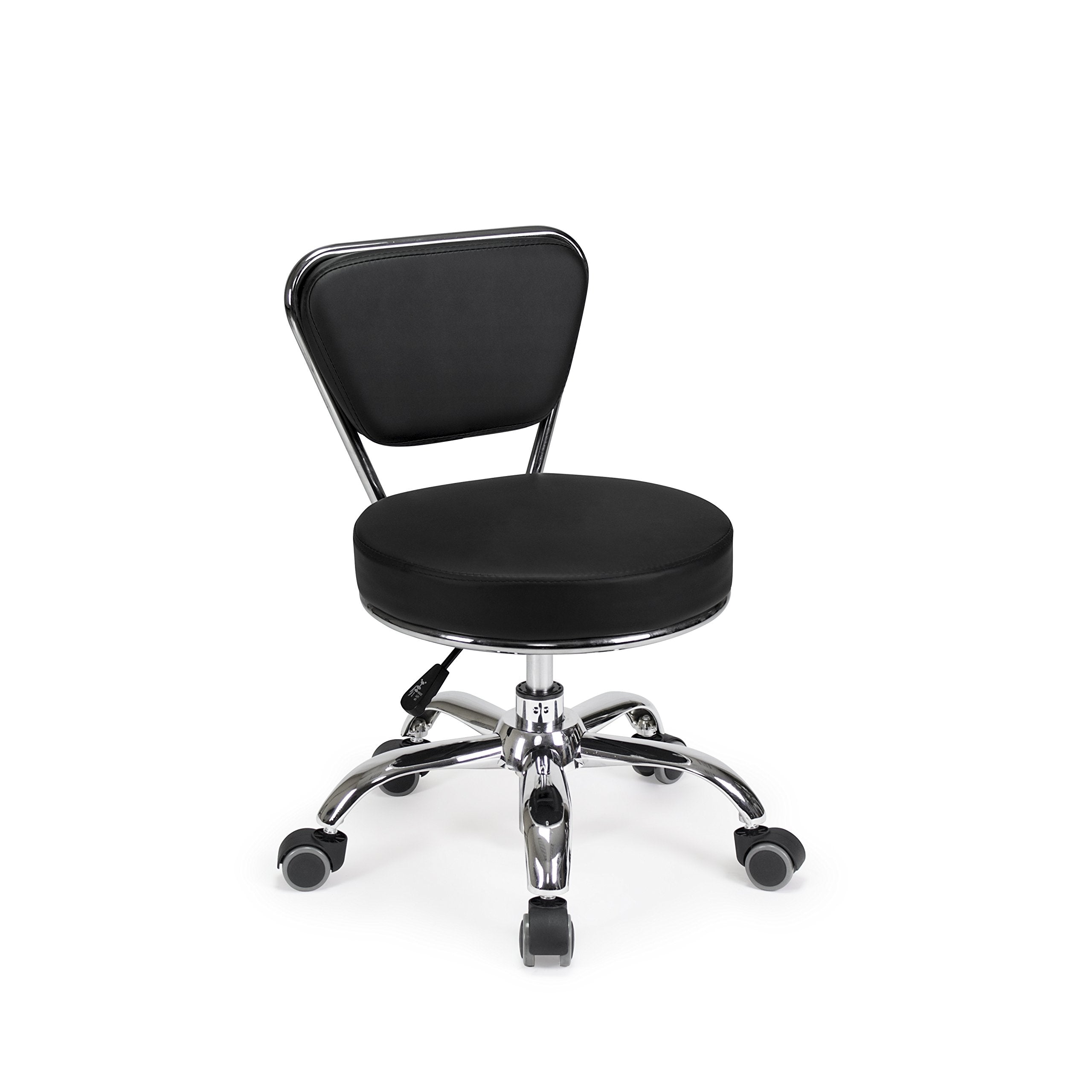 Mayakoba Dayton Garage Rolling Seat (Black) Pneumatic, Short Stool With Adjustable Height 13''-15'', Perfect For Garage Task, Ho