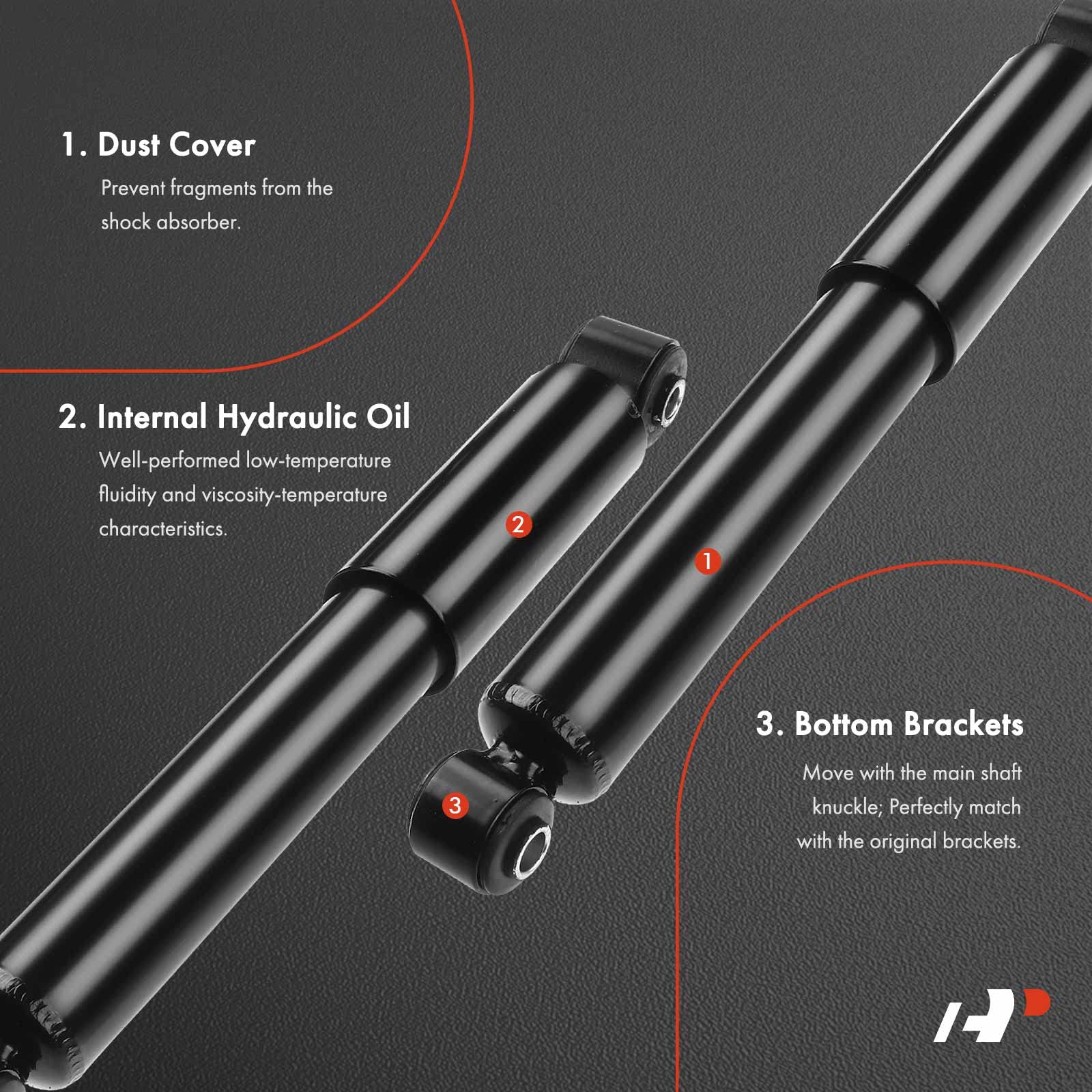 A-Premium Rear Shock Absorber Struts for Hyundai Elantra, Veloster & Kia Forte, Model APSA1101, Alloy Steel Construction