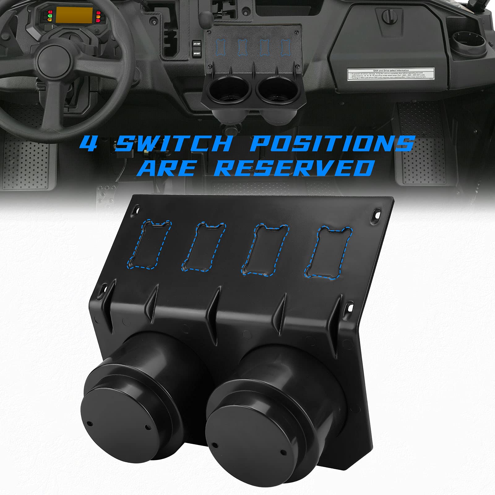Kemimoto Utv Dash Cup Holder With Switch Panel Compatible With Pioneer 1000/1000-5 2016 2017 2018 2019 2020 2021 2022 2023 2024