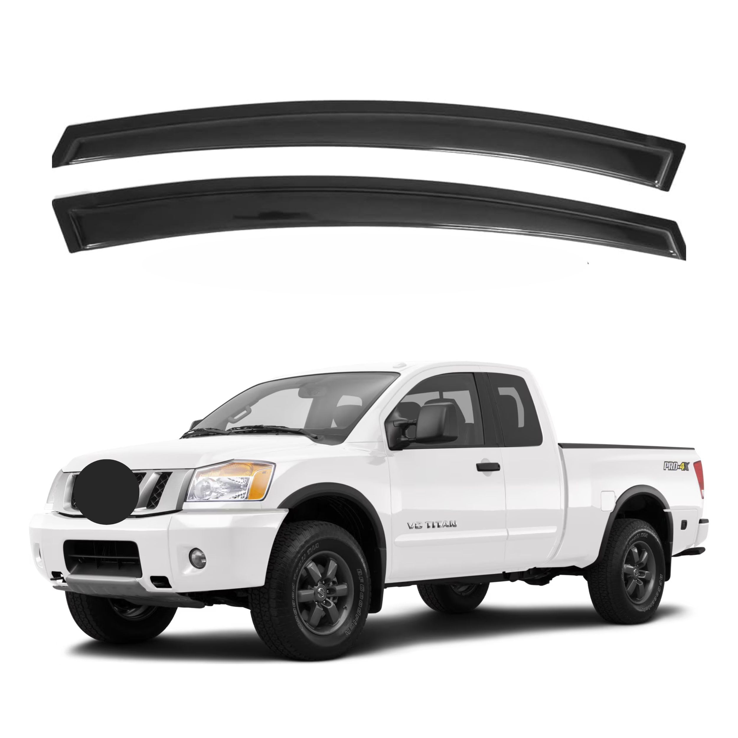 Ig Window Visor For 2004-2015 Nissan Titan King Cab, Rain Guard Tape-On Durable Side Vent Window Deflector, 2004 2005 2006 2007