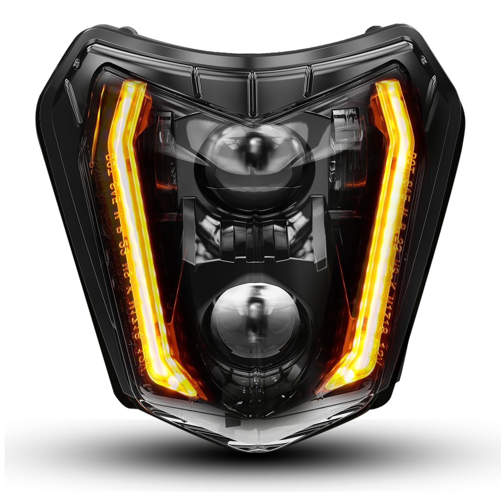 Bicyaco Dirt Bike Headlight, 66W 3000Lm Dot Led Headlight With Drl Amber Turn Signal Hi/Lo Beam, Compatible With Enduro Motorcyc