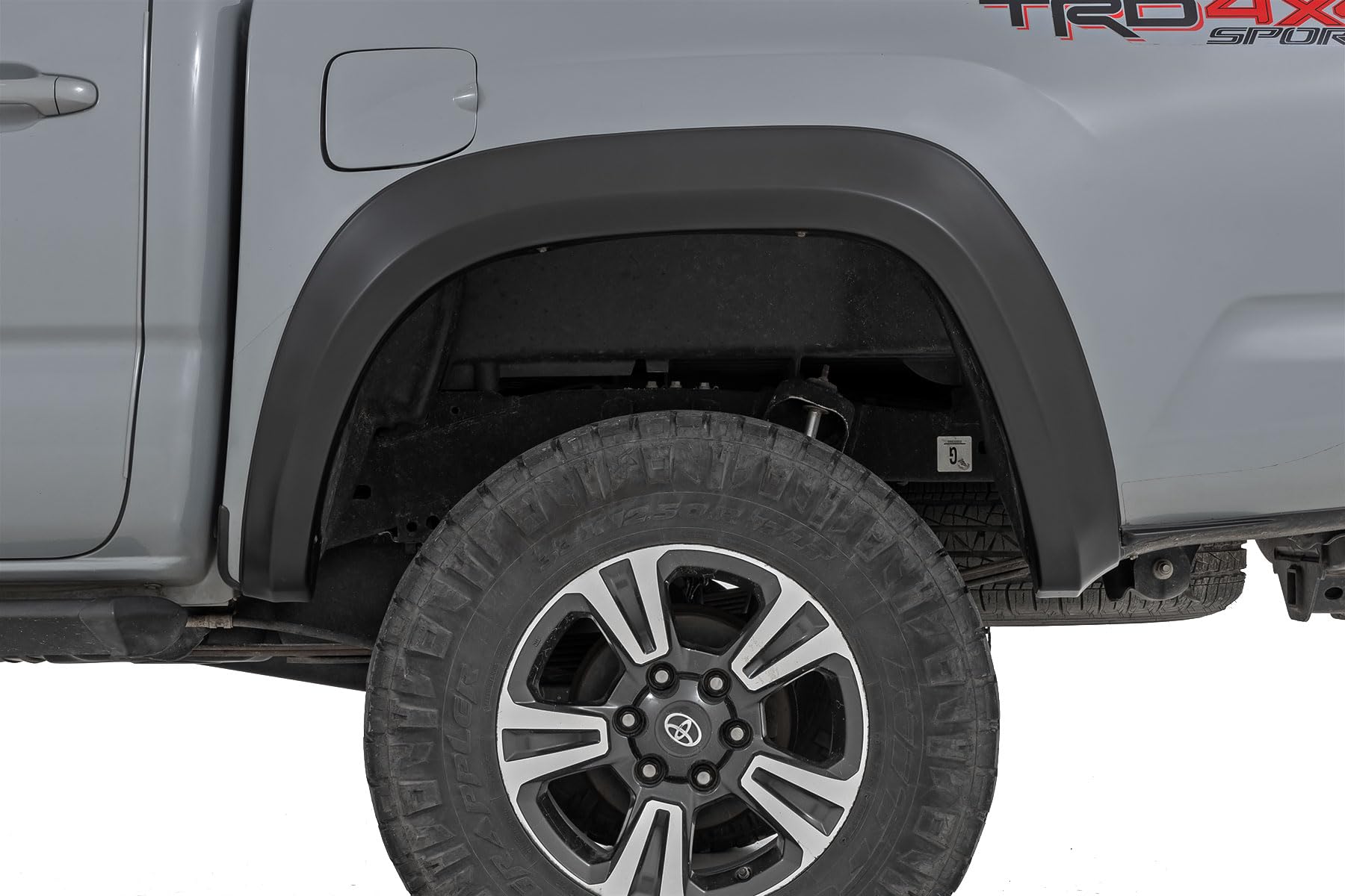 Rough Country Sport Style Fender Flares for Toyota Tacoma (2016-2023) - Flat Black, Set of 4