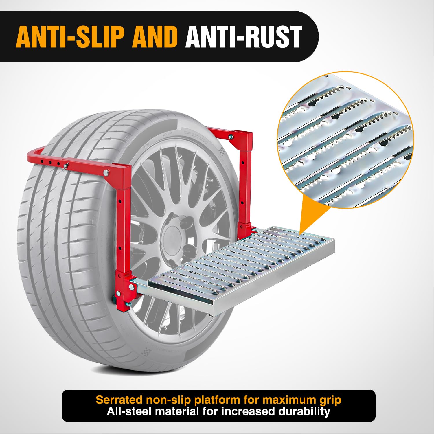 Nilight Folding Heavy Duty Tire Step Non-Slip Steel Surface Adjustable To Fit Tire From 10    To 15    Rated Up To 350 Lbs For T