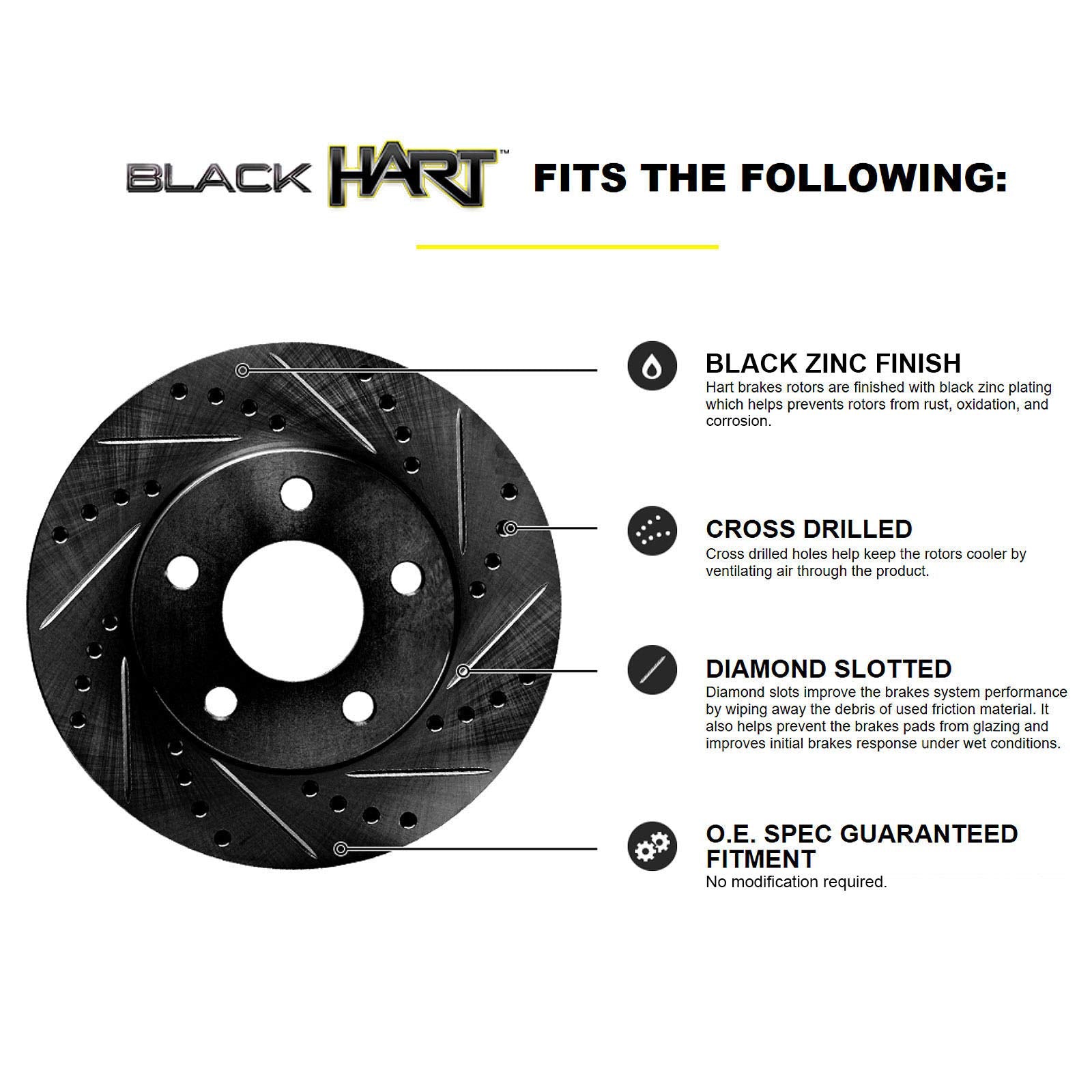 Hart Brakes Front Brakes And Rotors Kit |Front Brake Pads| Brake Rotors And Pads| Ceramic Brake Pads And Rotors |Fits 2007-2020