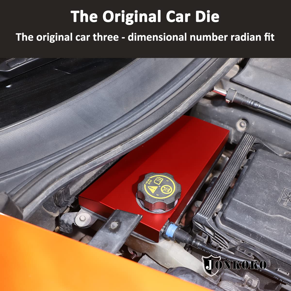 Jonkoko Aluminum Alloy Engine Antifreeze Fuse Box Cover For Chevrolet Corvette C7 2014-2019 Hood Engine Trim Sticker Interior Accessories (Red)