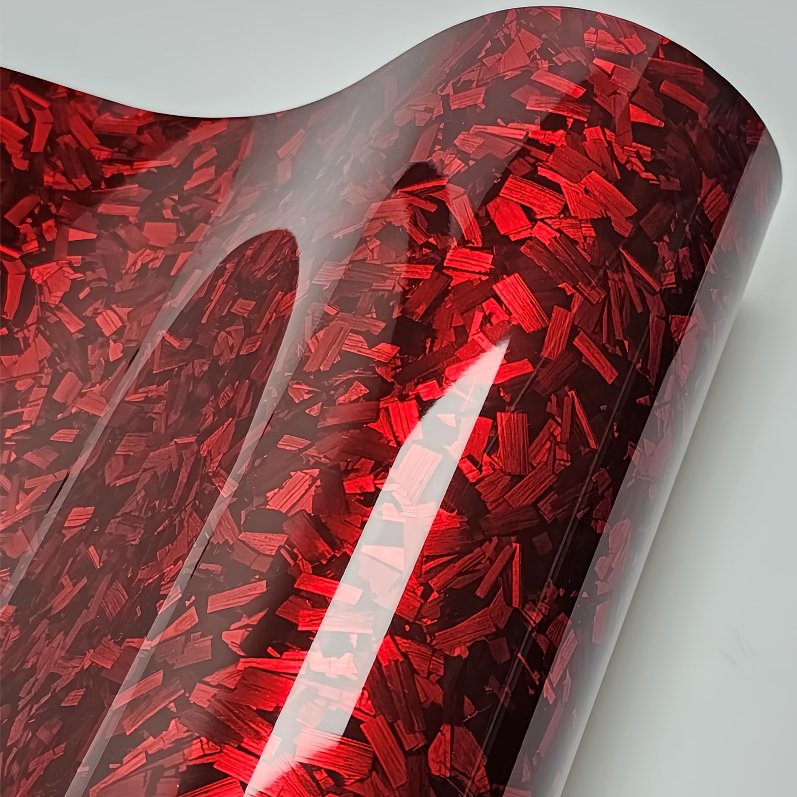 LZLRUN Vinyl Wrap Roll - Forged Gloss Carbon Fiber Red - 1ft x 3.5ft Self Adhesive Sticker for Car & Motorcycle