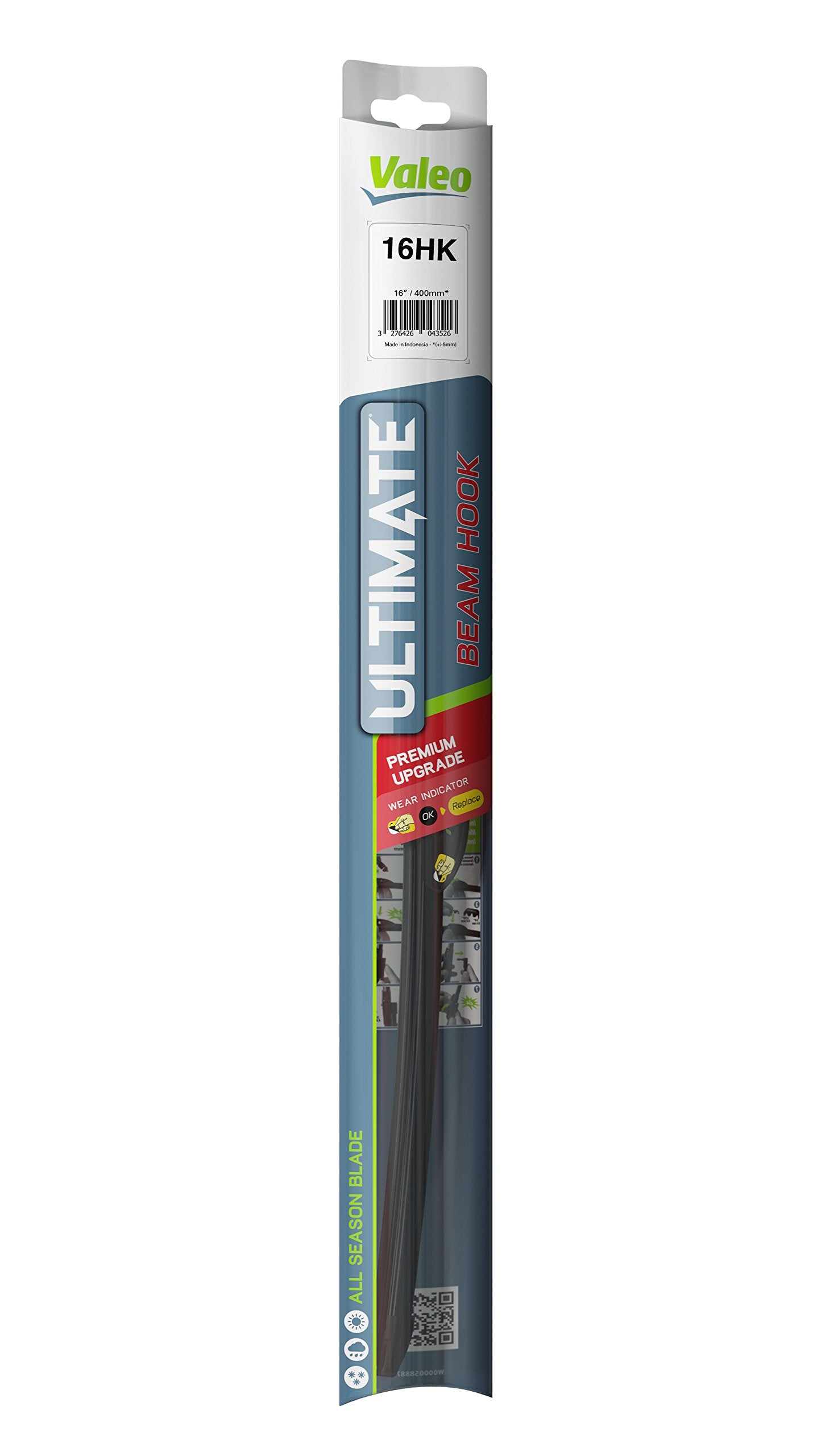 Valeo 16Hk 16'' Ultimate Beam Hook Wiper Blade, 1 Pack