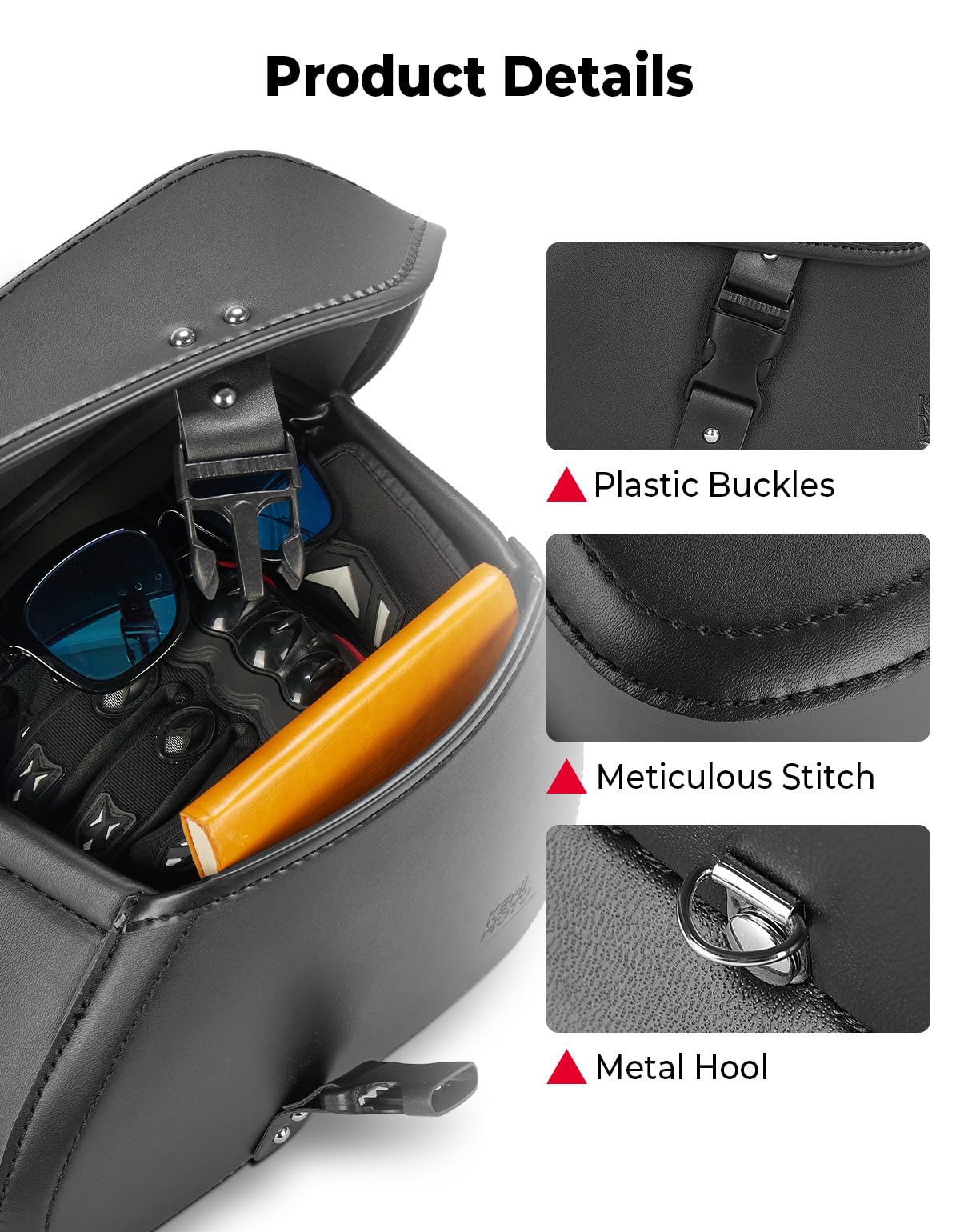 KEMIMOTO Motorcycle Saddlebags with Buckles, 16L Waterproof Throw Over Saddlebags, PU Leather Saddlebags for Sportster Softail D