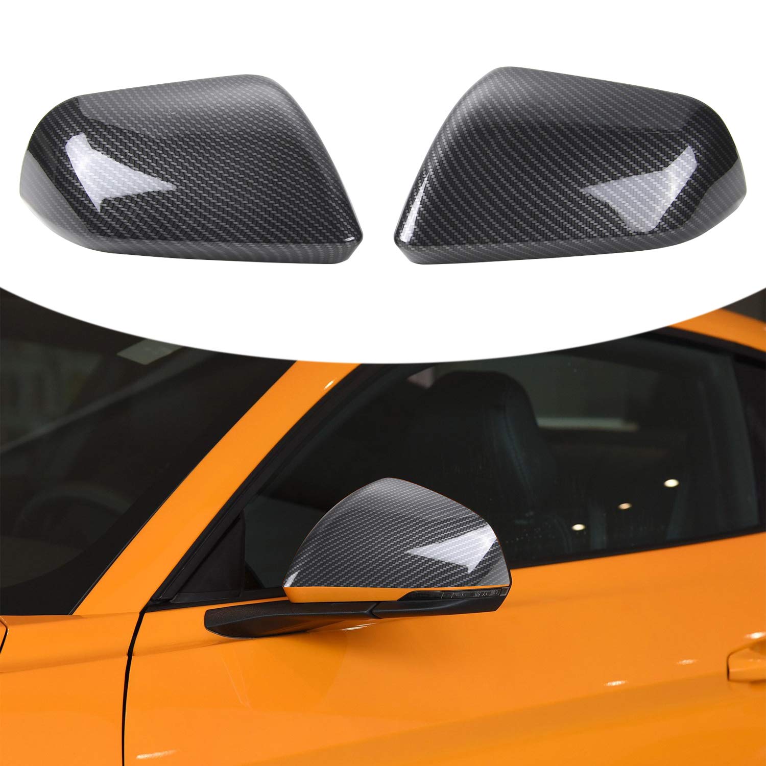 Rt-Tcz Rearview Mirror Cover Trim Kit Decoration Compatible With Ford Mustang 2015 2016 2017 2018 2019 2020 2021 2022(Carbon Fib