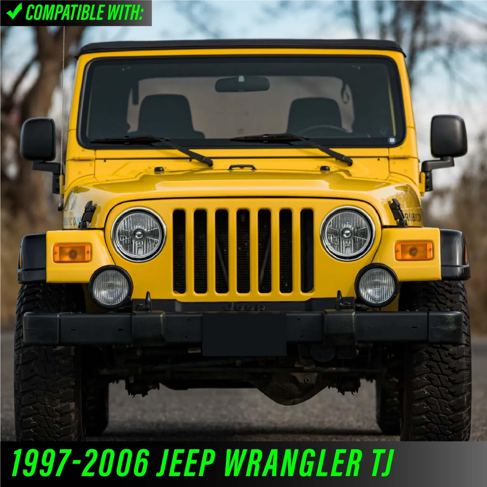 Usr 97-06 Wrangler Tj 7    Inch Round H6024 Led Projector Headlight Black Housing 6024 High/Low Beam Sealed Beam Headlamp H6014