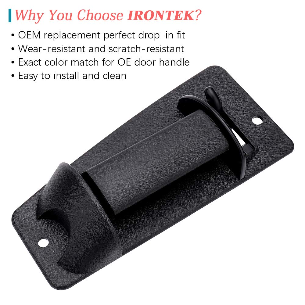 Irontek 1 Pair Of Rear Door Handle Replacements For 1999-2007 Chevy Silverado And Gmc Sierra, Fits Left Driver And Right Passenger Side Of Extended Cab, Black Color,15758171 15758172
