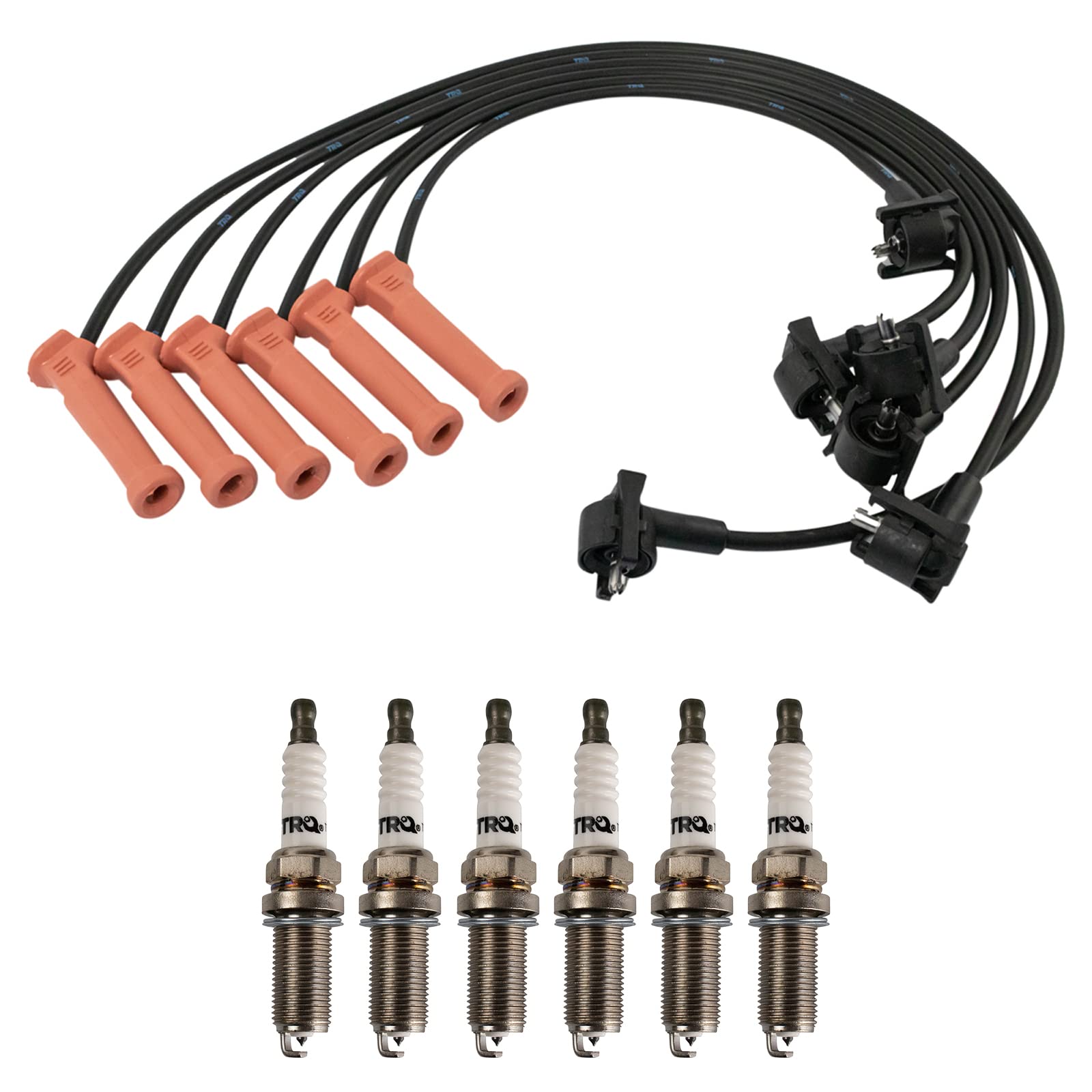 TRQ Ignition Kit Spark Plugs Wire Set Compatible with 2001-2005 Ford Explorer Mercury Mountaineer