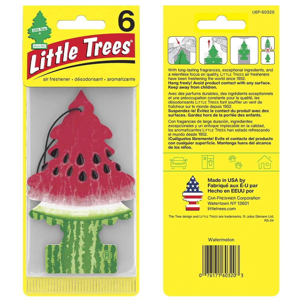 Little Trees Air Fresheners Car Air Freshener. Hanging Tree Provides Long Lasting Scent For Auto Or Home. Watermelon, 24 Air Fre