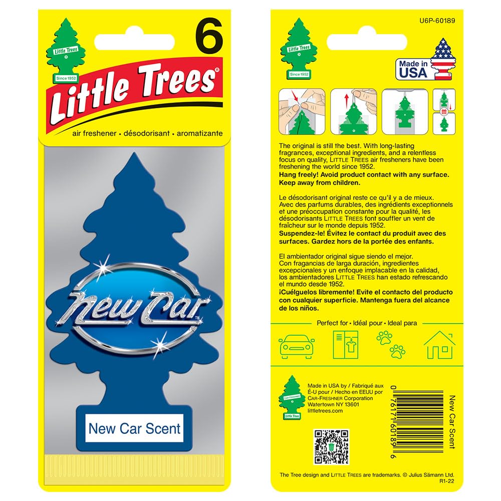 Little Trees Air Fresheners Car Air Freshener. Hanging Tree Provides Long Lasting Scent For Auto Or Home. New Car Scent, 24 Air