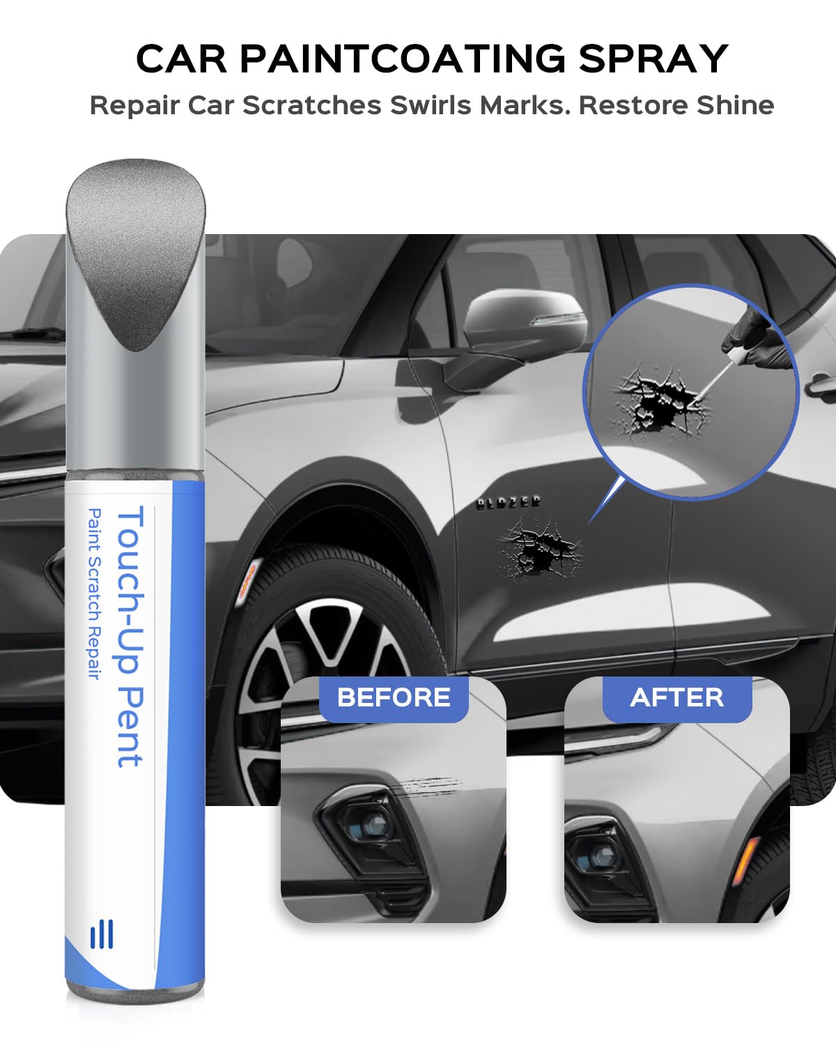 PARTS4EV Touch Up Paint for Chevrolet, 0.41 Fl Oz, Sharkskin/Sterling Gray Metallic (GXD/WA130H), Exact Match for Chips and Nicks