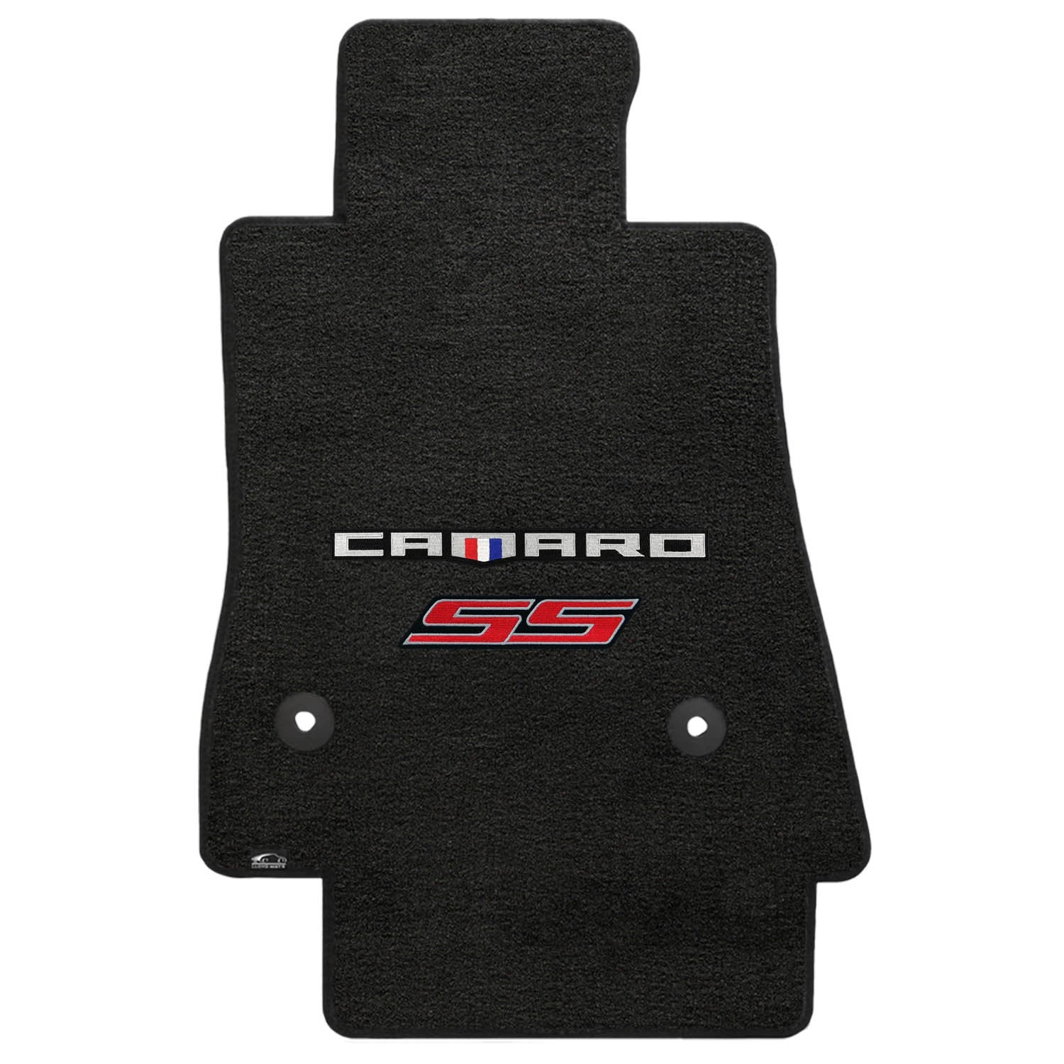 Lloyd Mats Velourtex Floor Mats For Camaro 2016-On 2Pc Mats Ebony Velourtex Camaro + Ss Red Double Logo