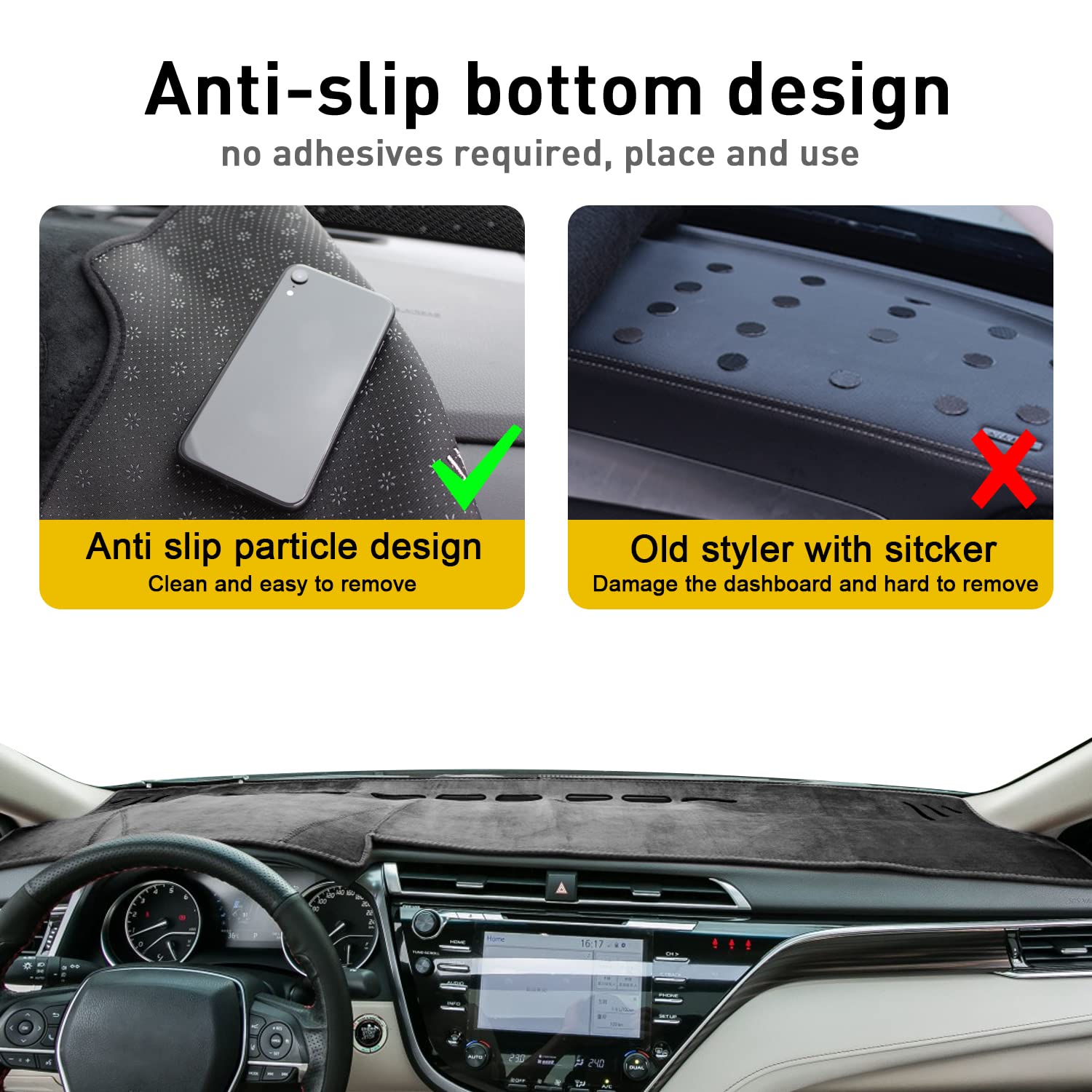 REMOCH Dash Cover for Toyota Camry 2018-2024, Gray Custom Fit Dashboard Mat and Sunshield Protector