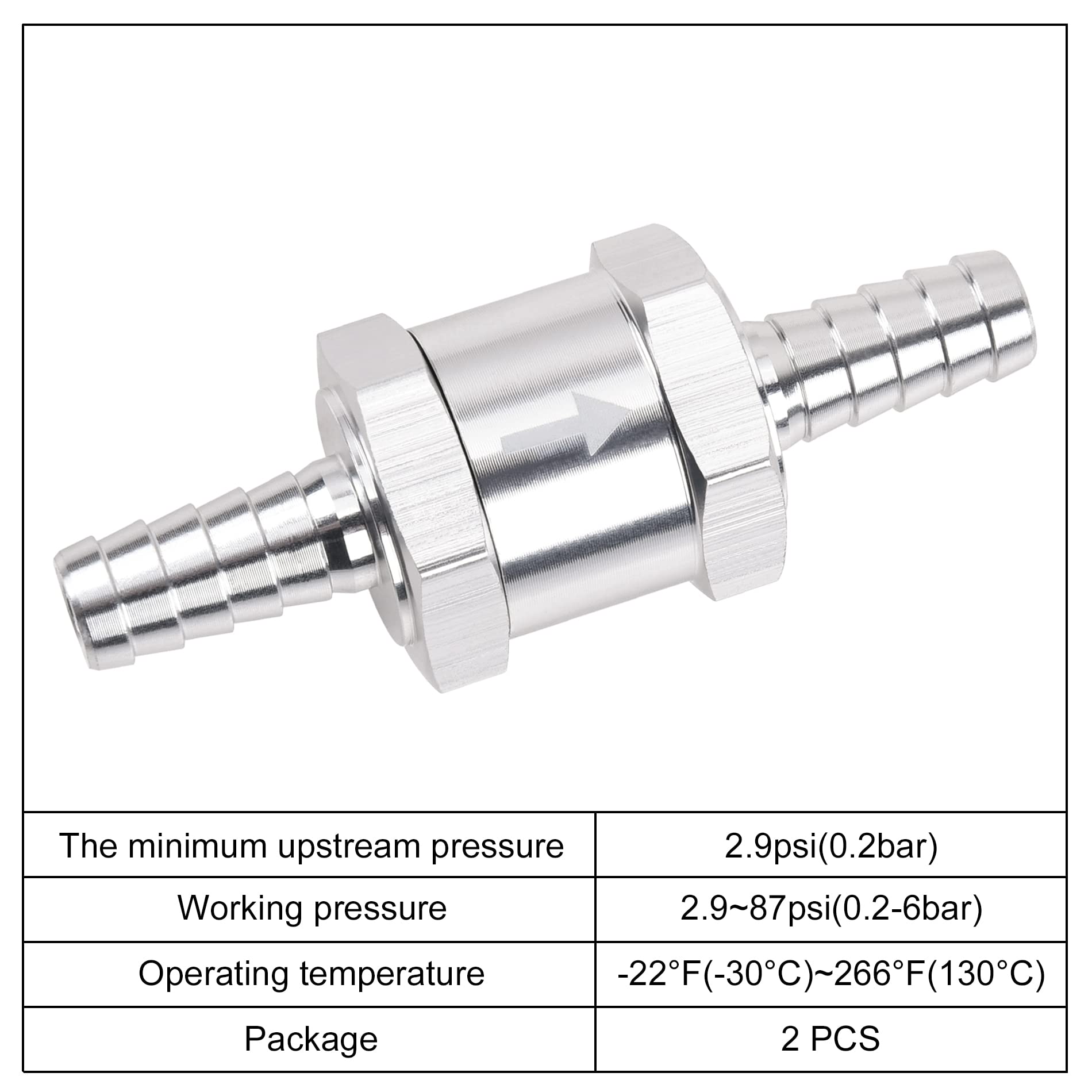 Evil Energy 5/32'' Fuel Check Valve One Way Inline Non Return Diesel Gasoline Silver(4Mm Od,2Pcs)